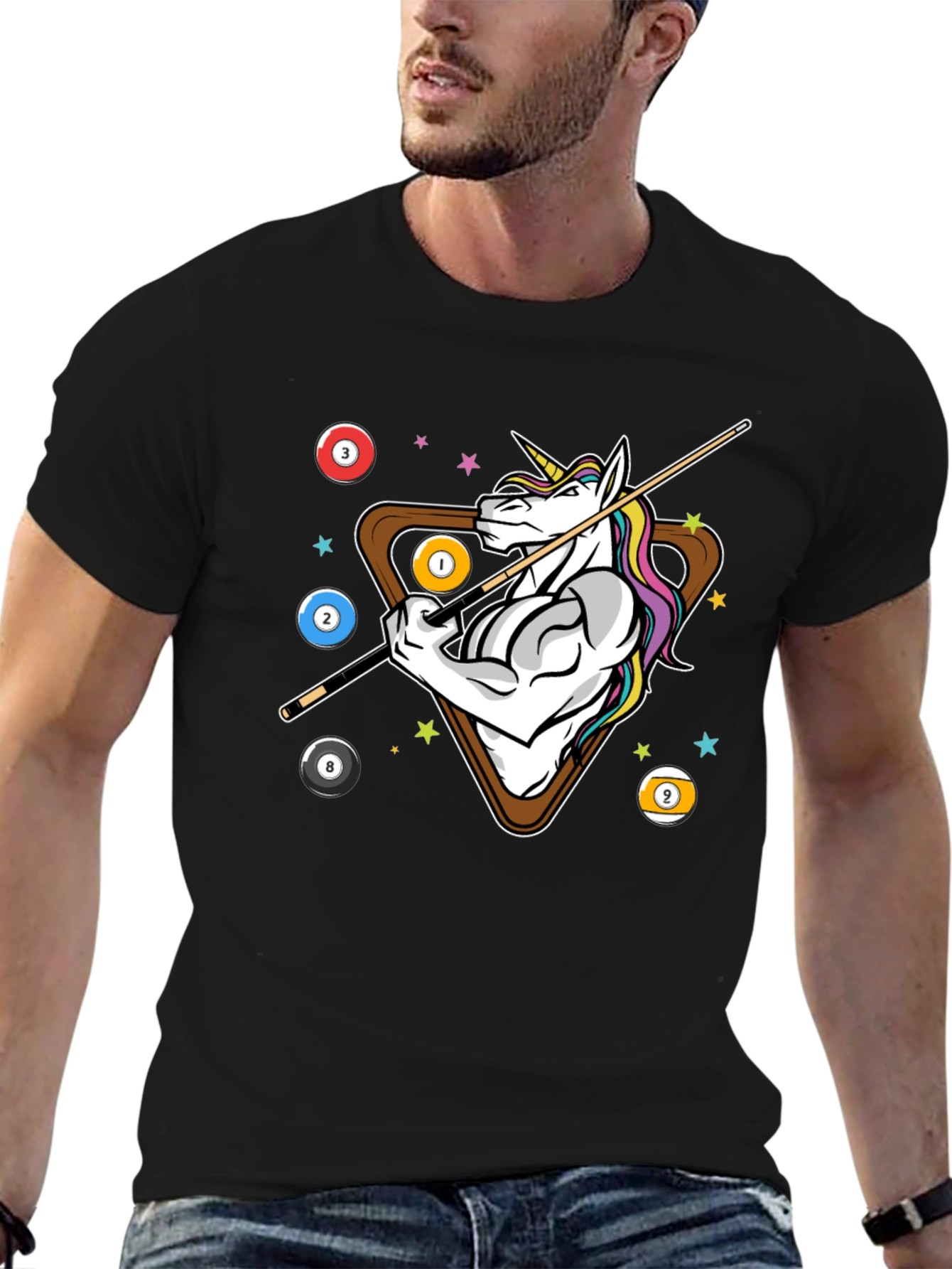 Black Unicorn Billiards T-Shirt - Stylish Graphic Tee view 6