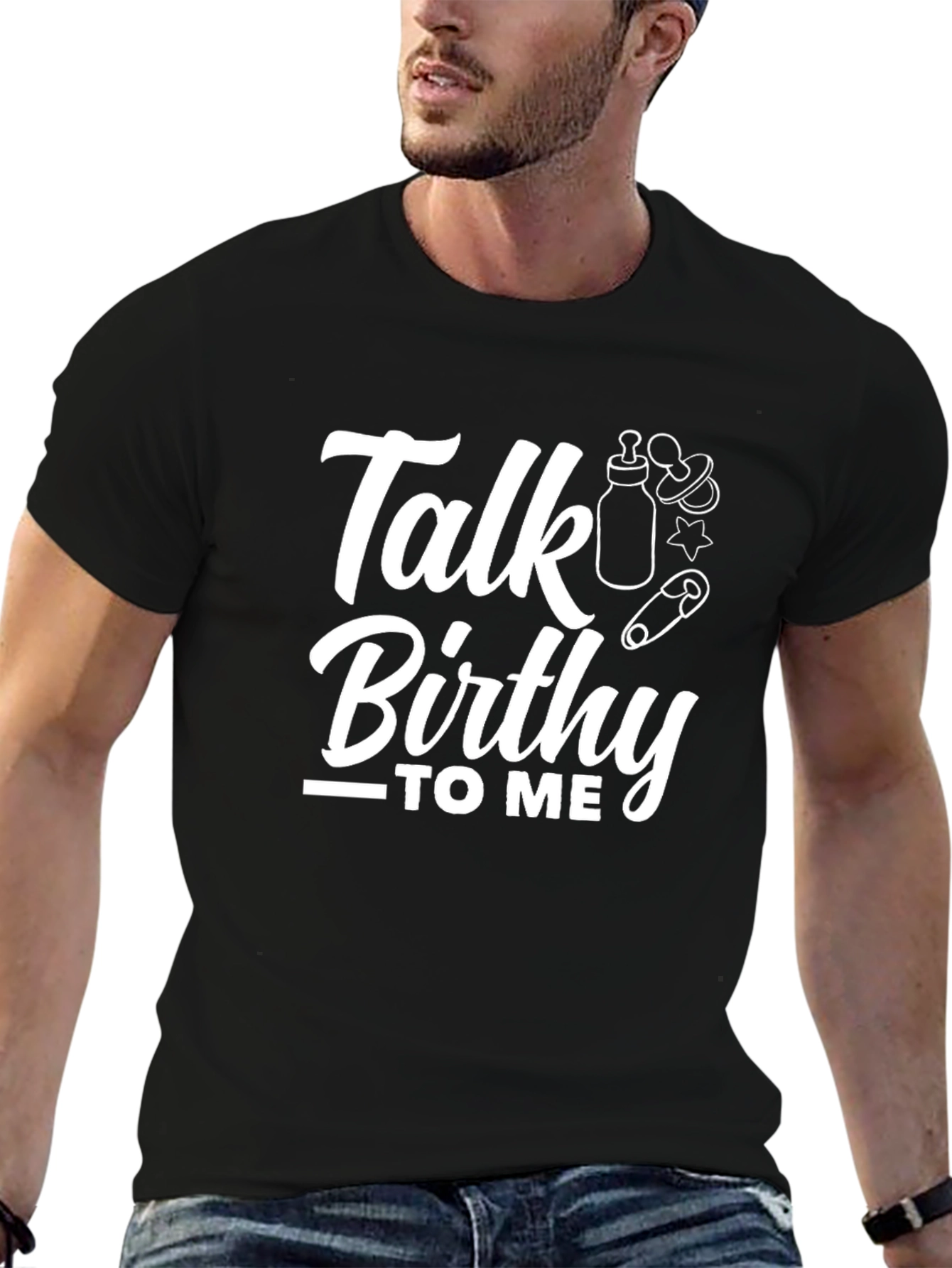 Black Talk Birthy to Me Black T-Shirt view 6