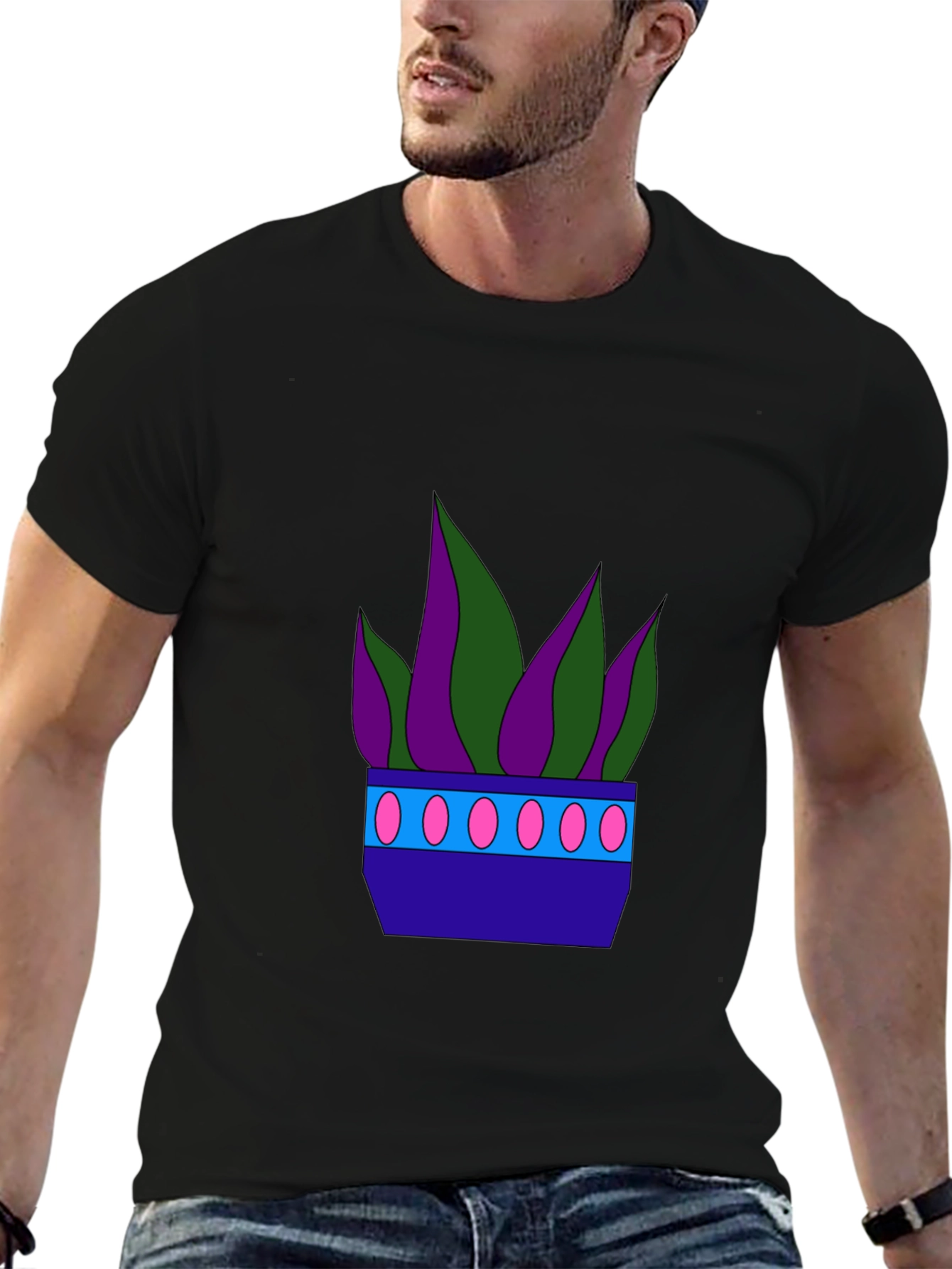 Black Funky Potted Plant Graphic Tee view 6