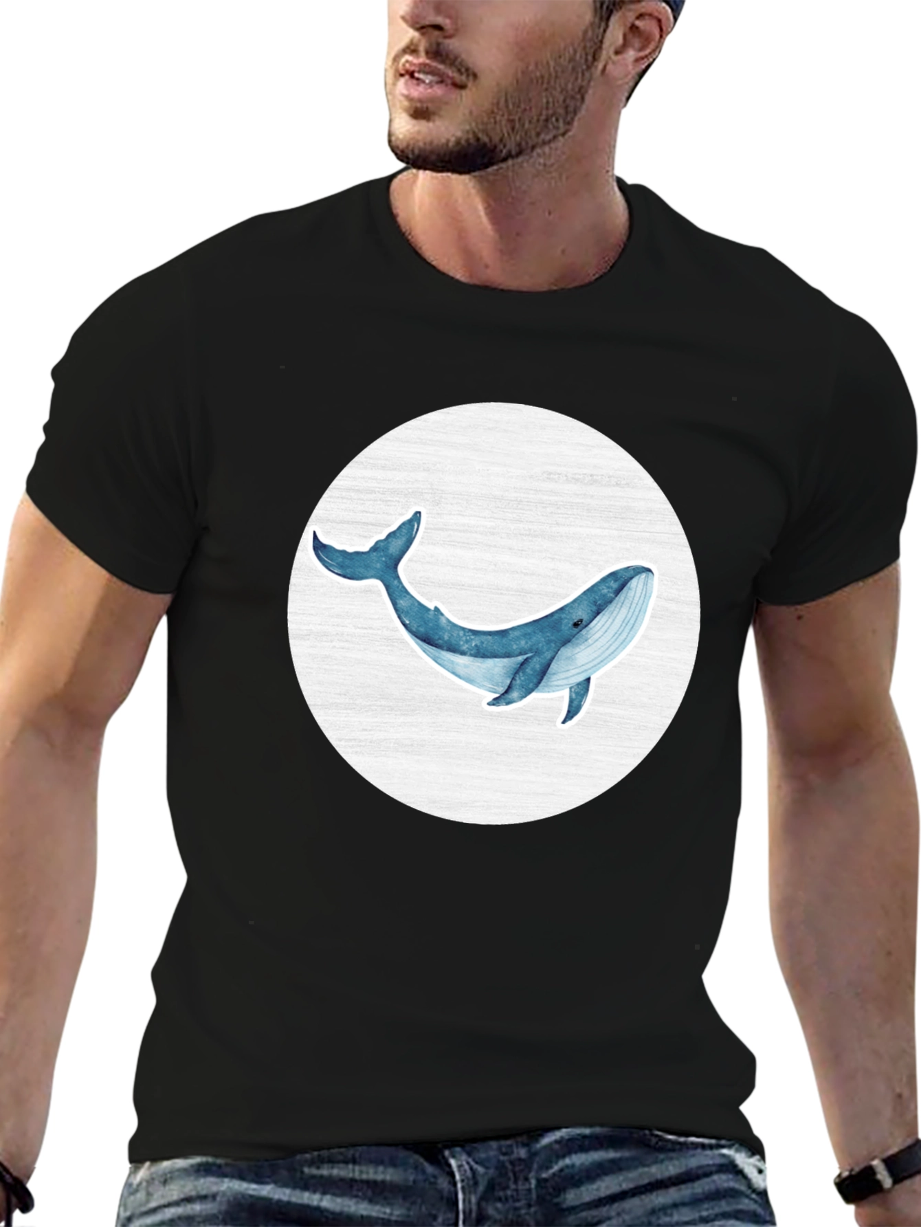 Black Blue Whale Graphic Tee - Ocean Lover Shirt view 6