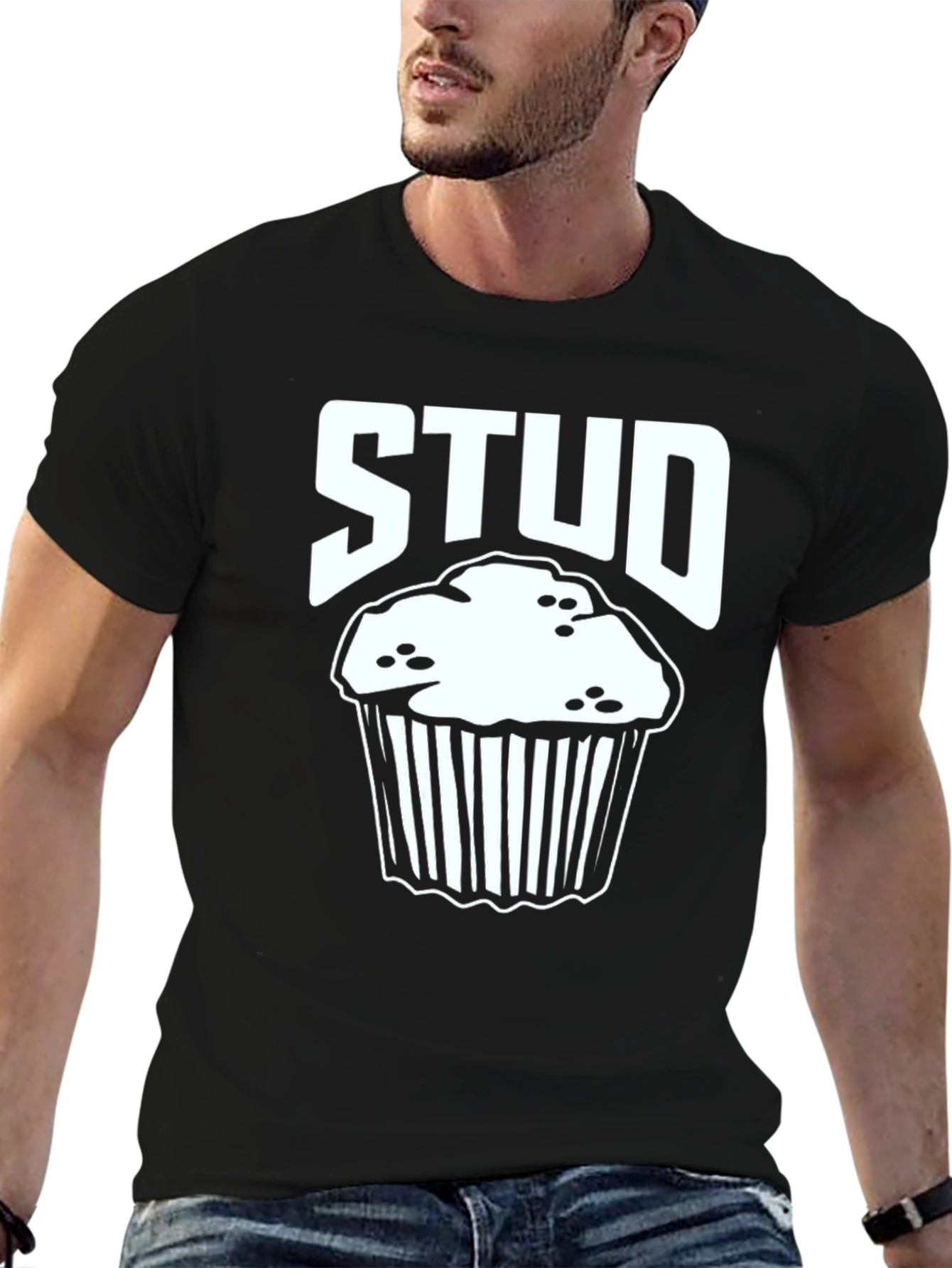 Black Stud Muffin T-Shirt - Funny Food Pun Tee view 6