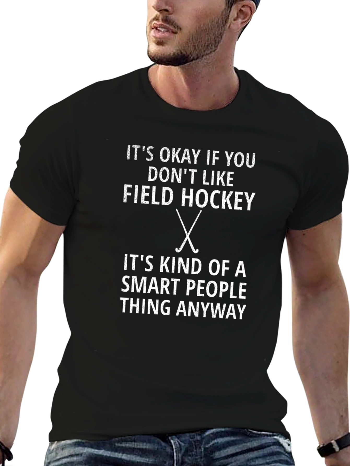 Black Field Hockey Smart People T-Shirt - Funny Sarcastic Tee view 6
