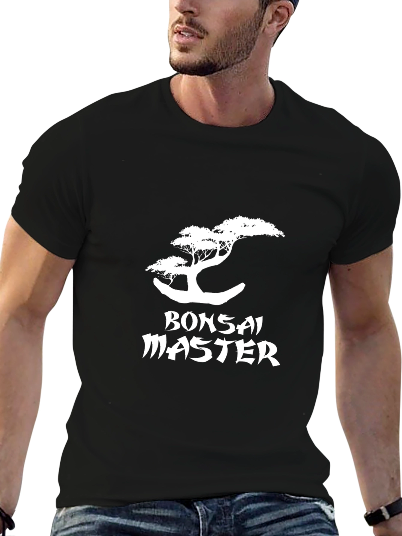 Black Bonsai Master Graphic Tee - Black Cotton T-Shirt view 6