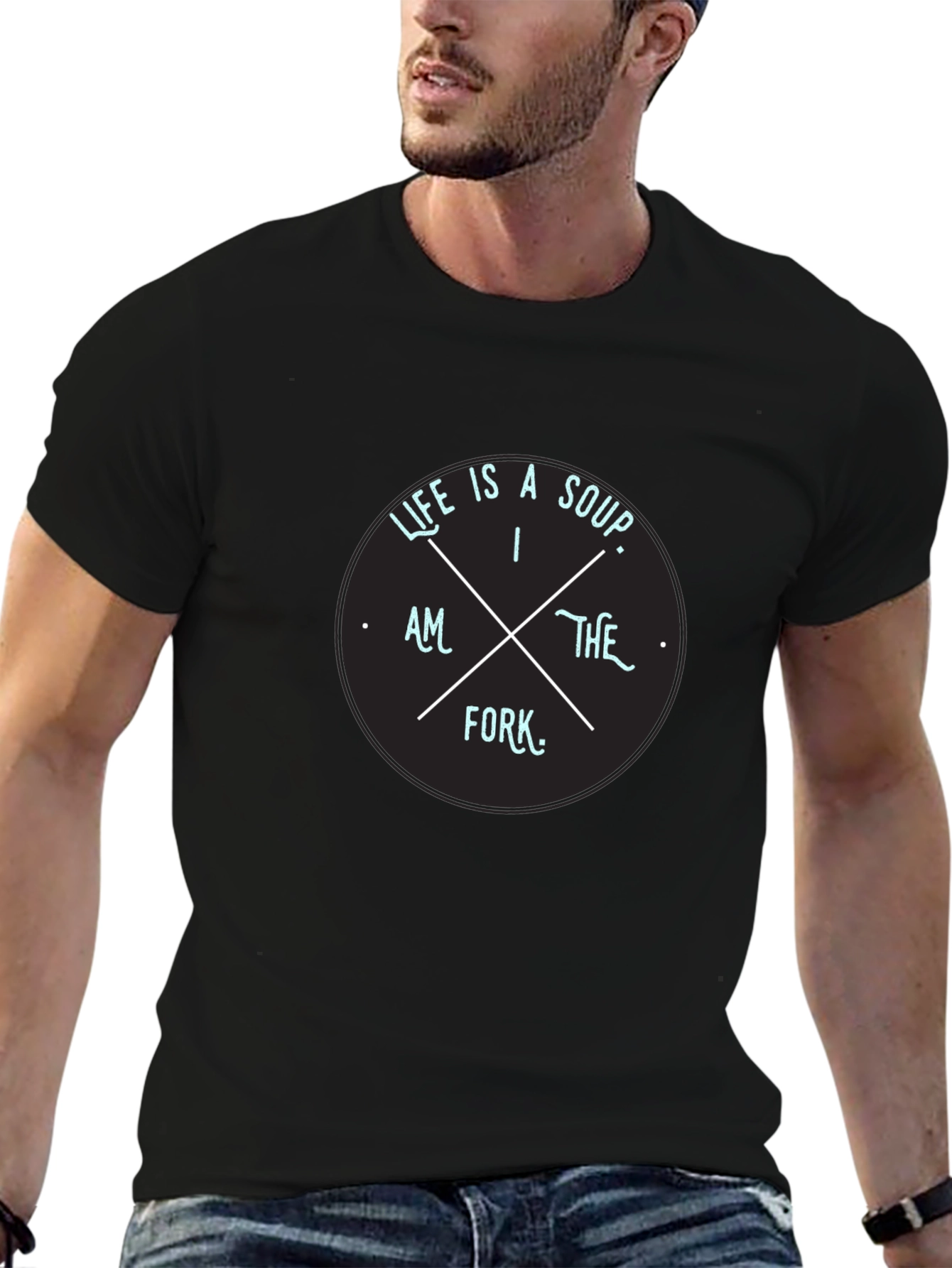 Black Life Is Soup I Am The Fork Graphic Black Tee view 6