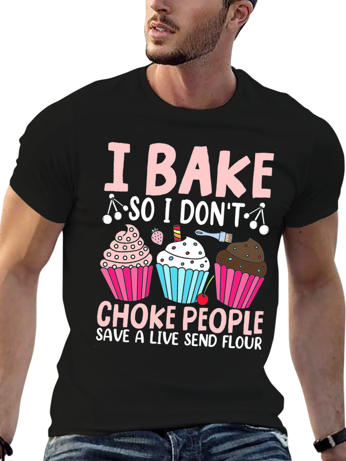 Black I Bake Funny T-Shirt view 6