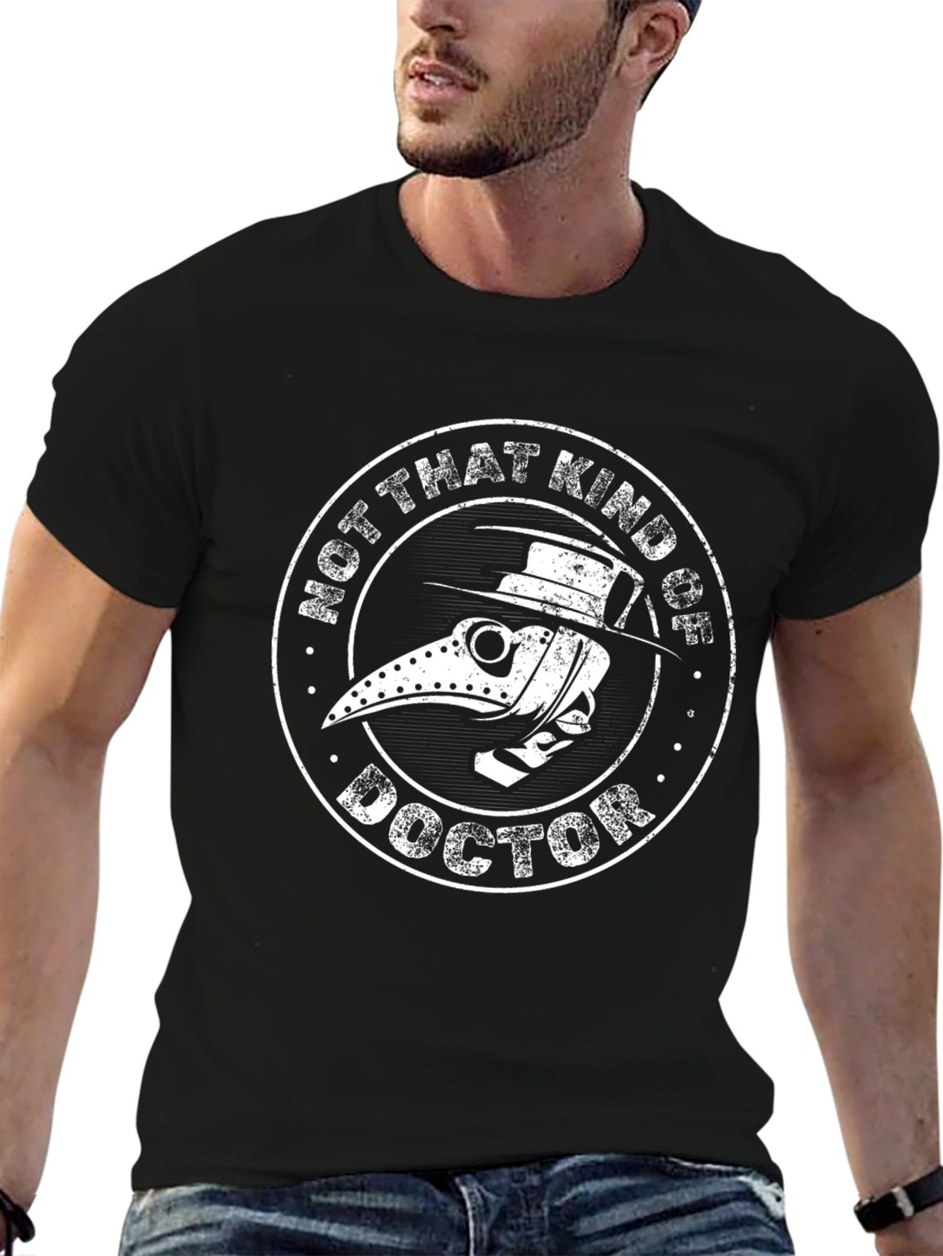 Black Not That Kind of Doctor T-Shirt Plague Doctor Tee view 6