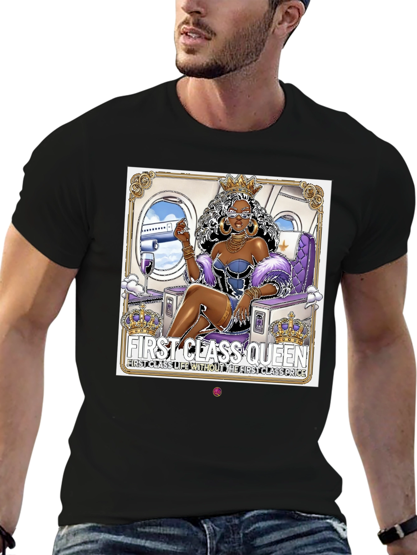 Black First Class Queen Graphic Tee view 6