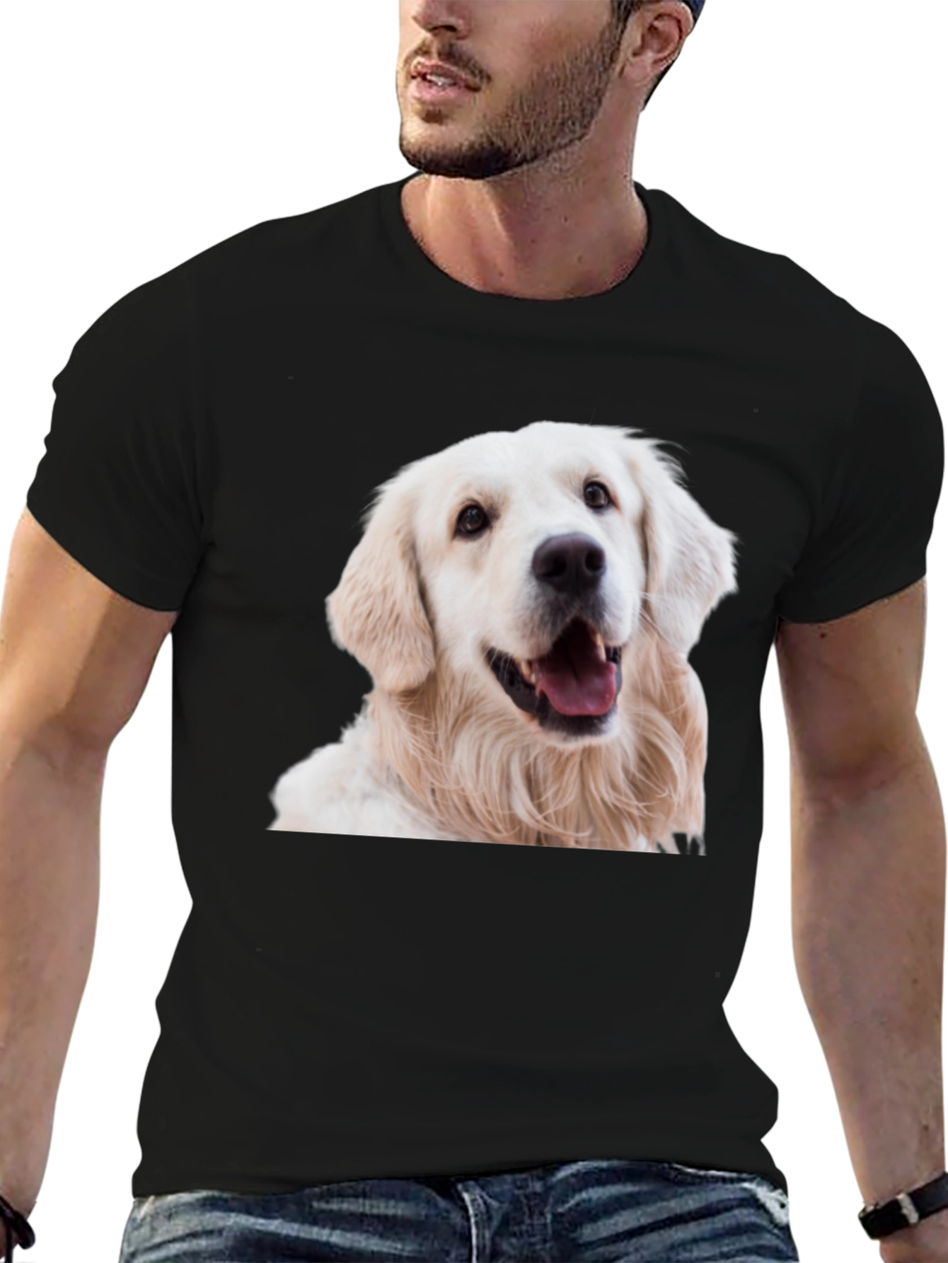 Black Golden Retriever Dog Graphic Black T-Shirt view 6
