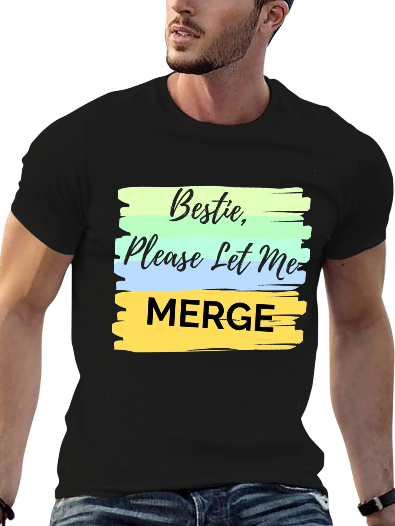 Black Bestie Please Let Me Merge Black T-Shirt view 6