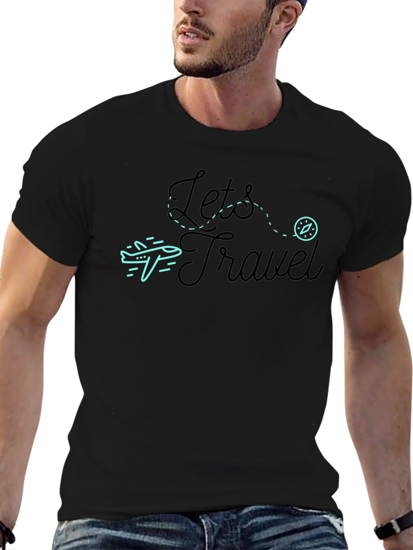 Black Let's Travel Graphic Tee - Black view 6