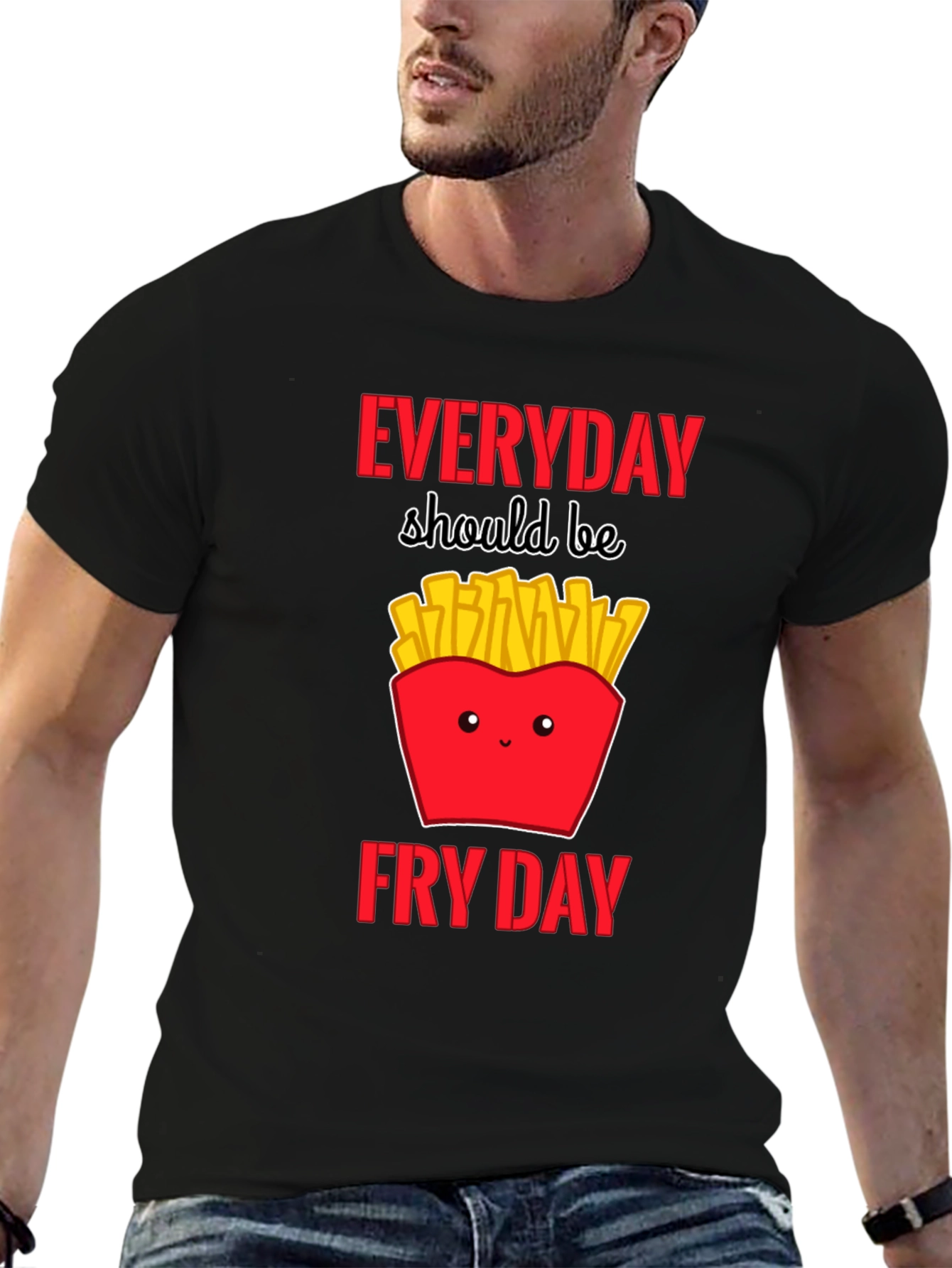 Black Everyday Fry Day T-Shirt - Cute Fast Food Tee view 6