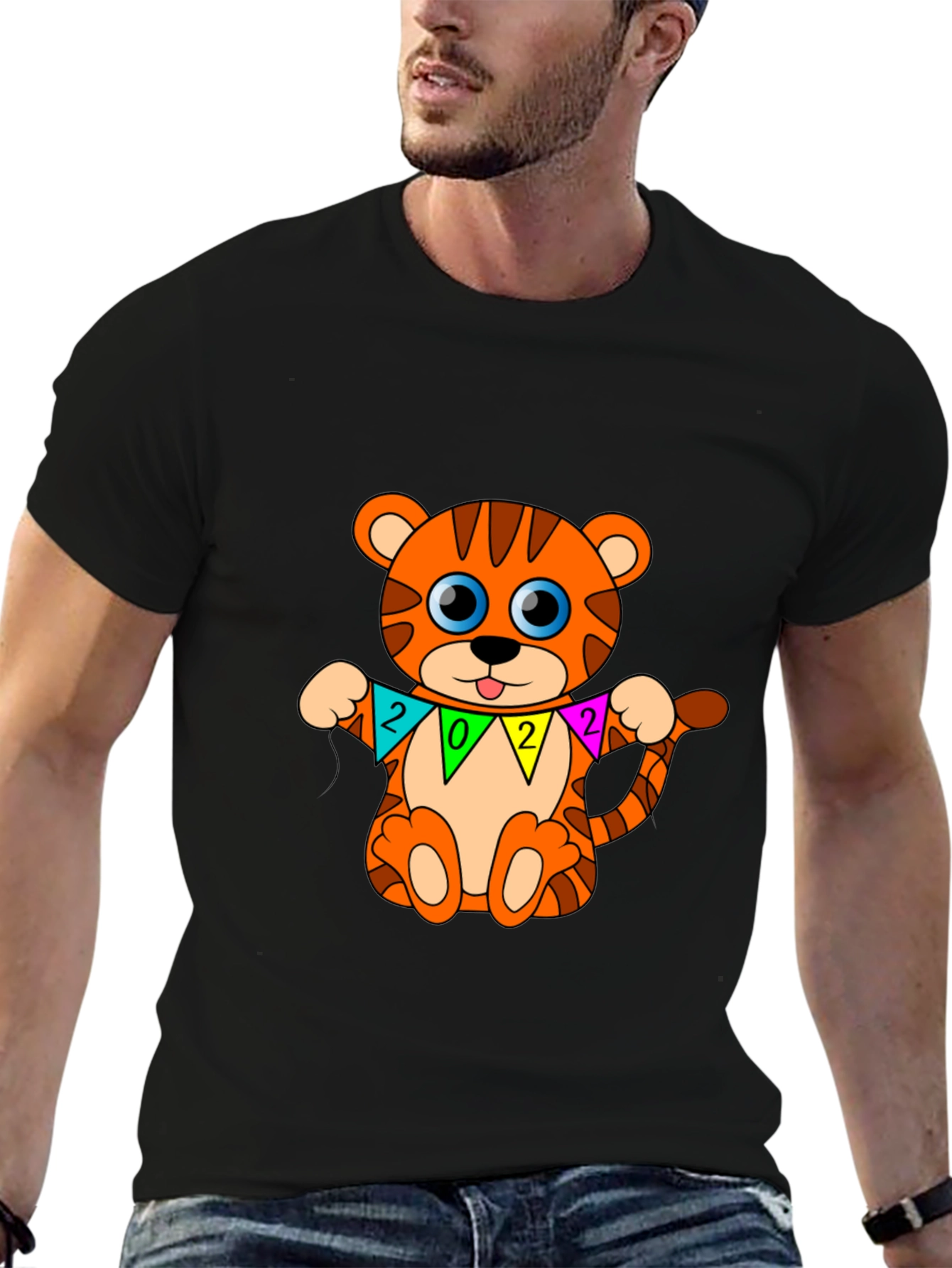 Black Cute Tiger 2022 T-Shirt view 6