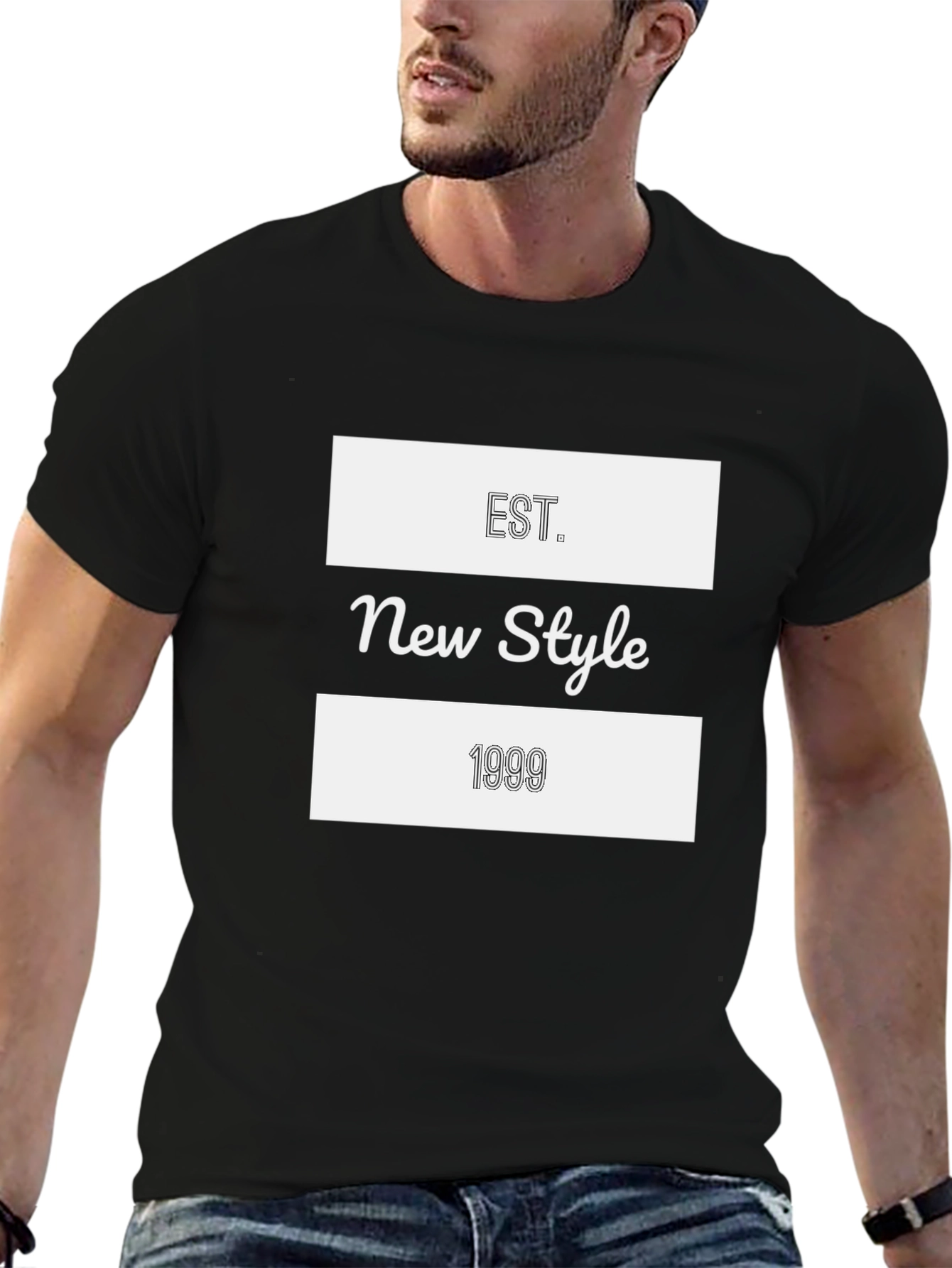 Black Men's 'New Style 1999' Graphic T-Shirt view 6