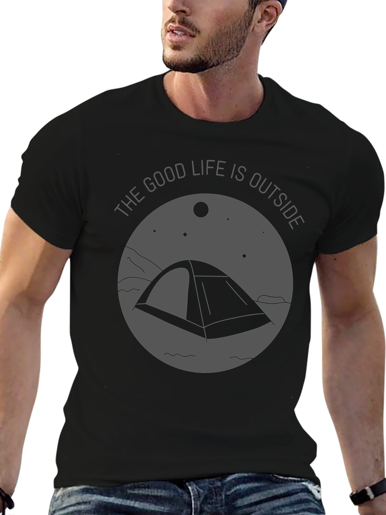 Black The Good Life is Outside Camping T-Shirt view 6