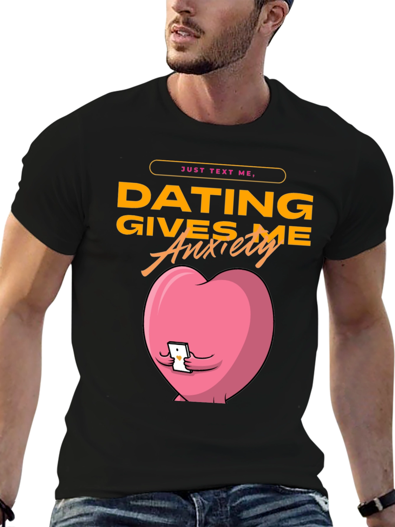 Black Dating Gives Me Anxiety T-Shirt - Funny Graphic Tee view 6
