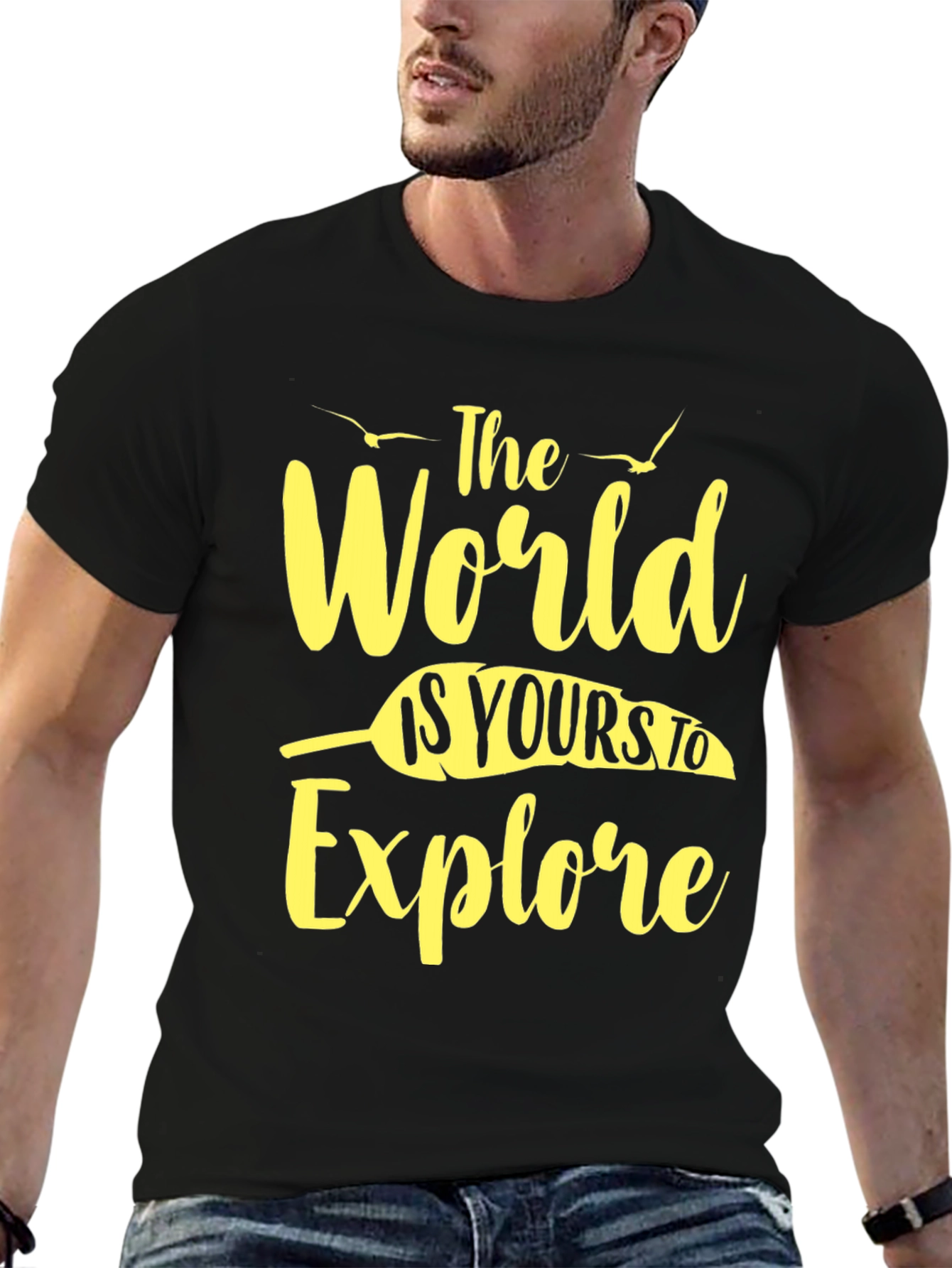 Black Explore the World Graphic Tee - Black view 6