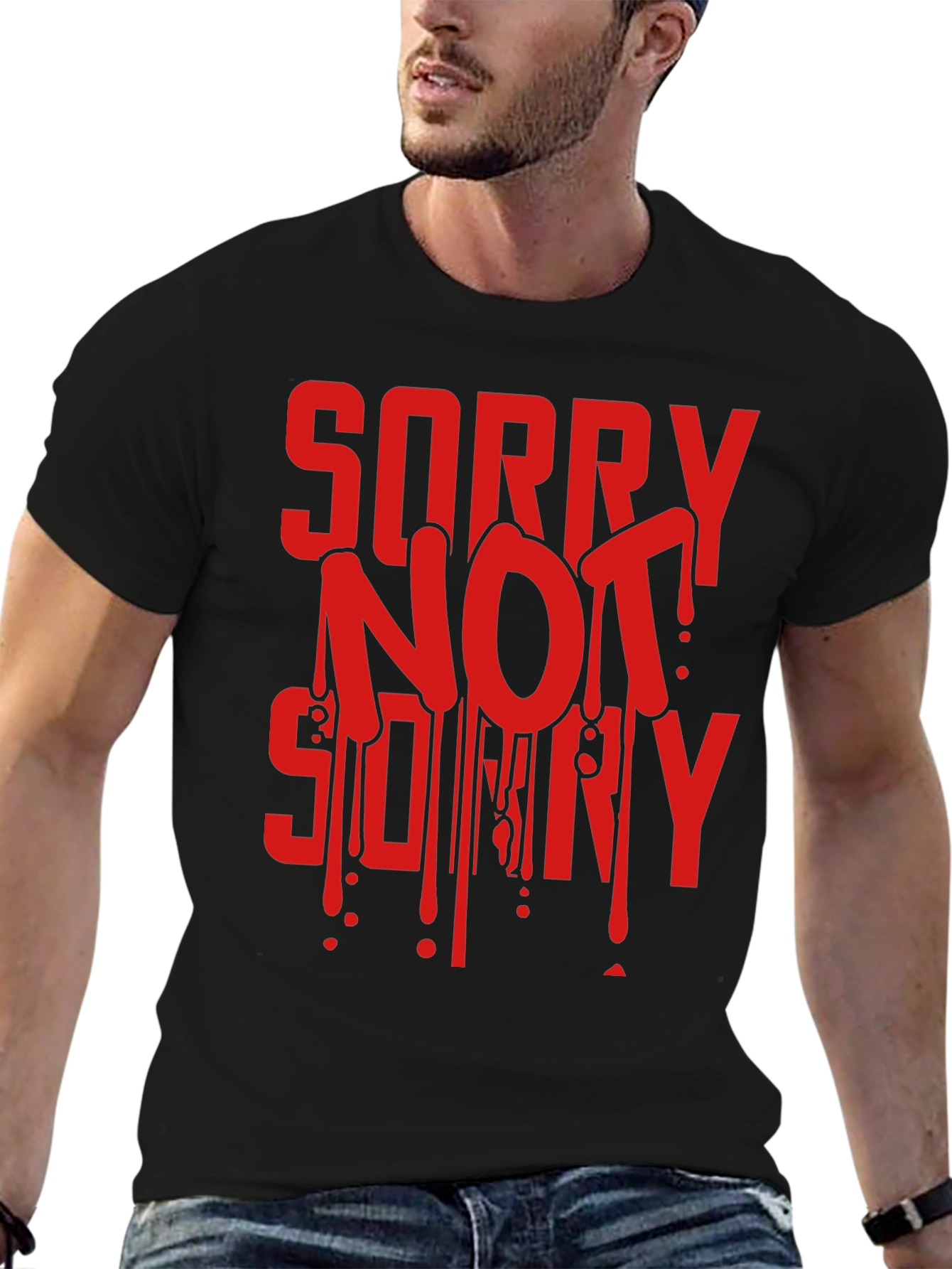 Black Sorry Not Sorry Graphic Tee - Men's Black T-Shirt view 6