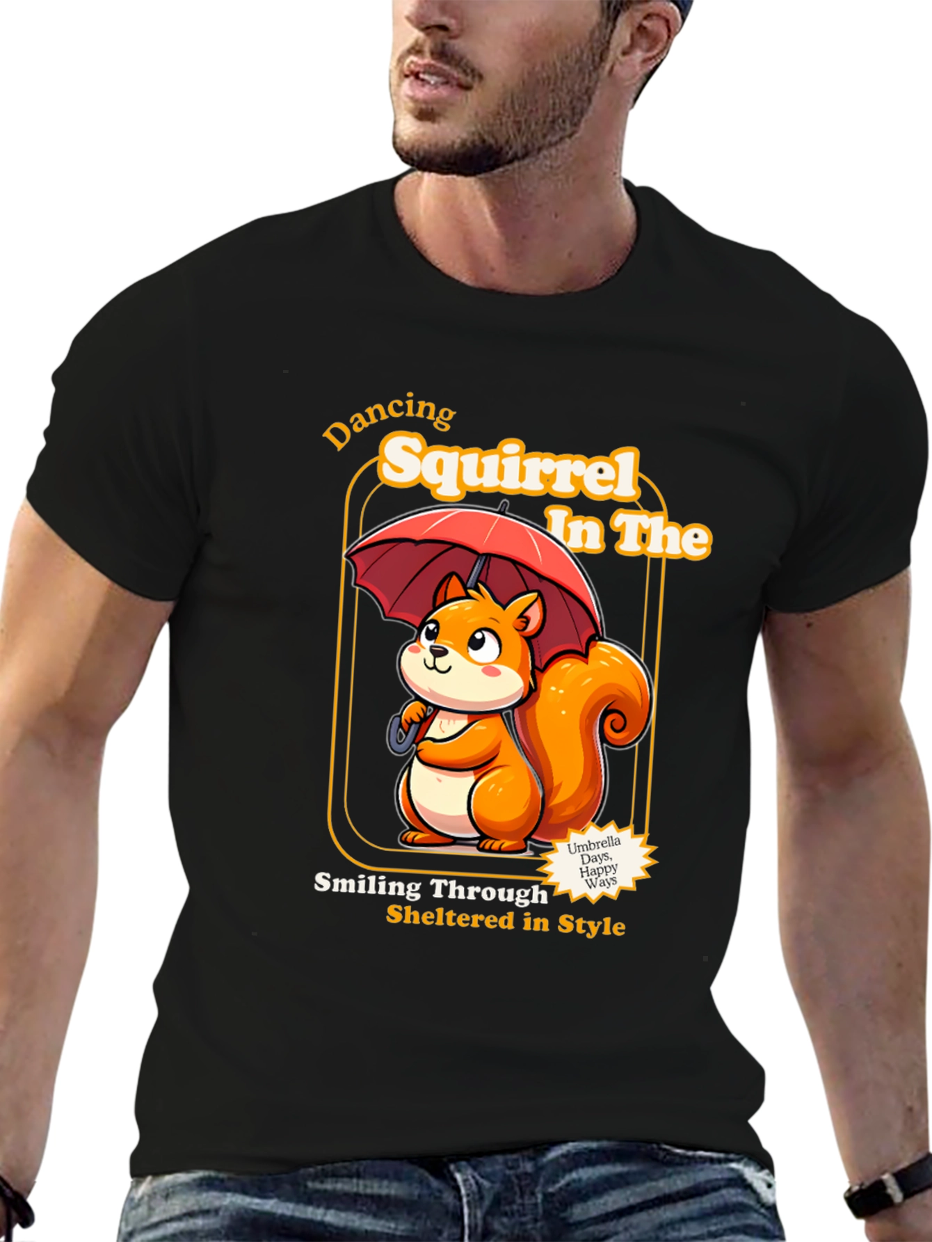 Black Dancing Squirrel Graphic Tee - Sheltered in Style view 6