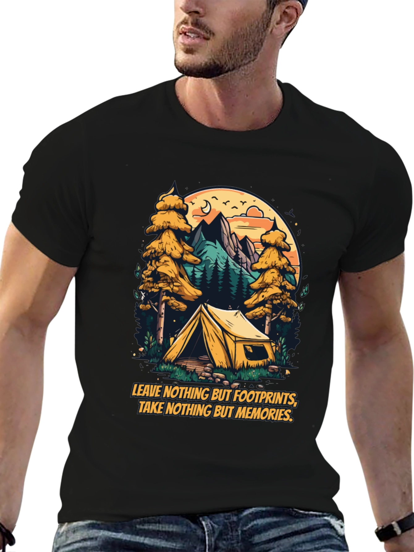 Black Nature Camping Graphic Tee view 6