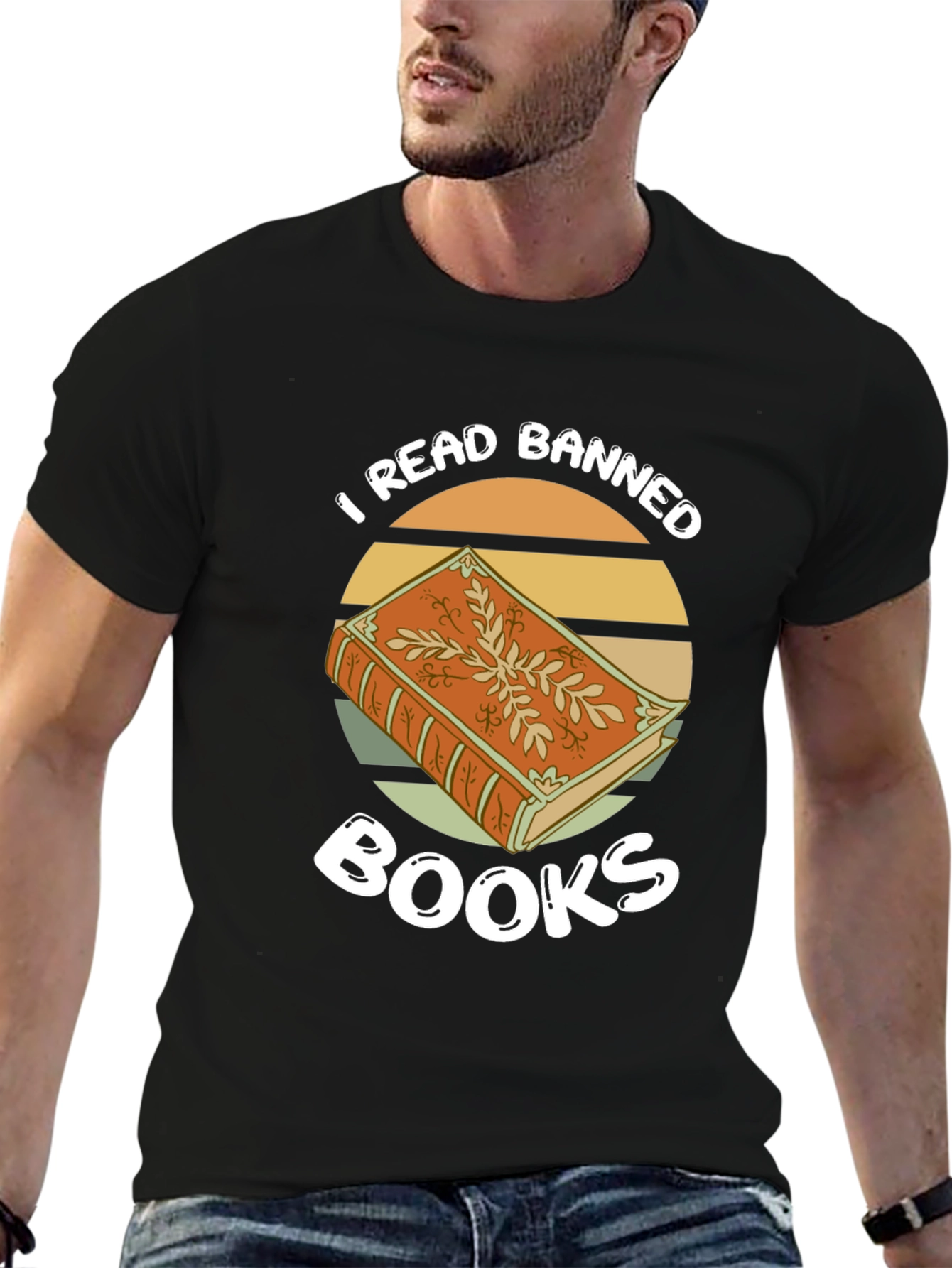 Black I Read Banned Books T-Shirt view 6