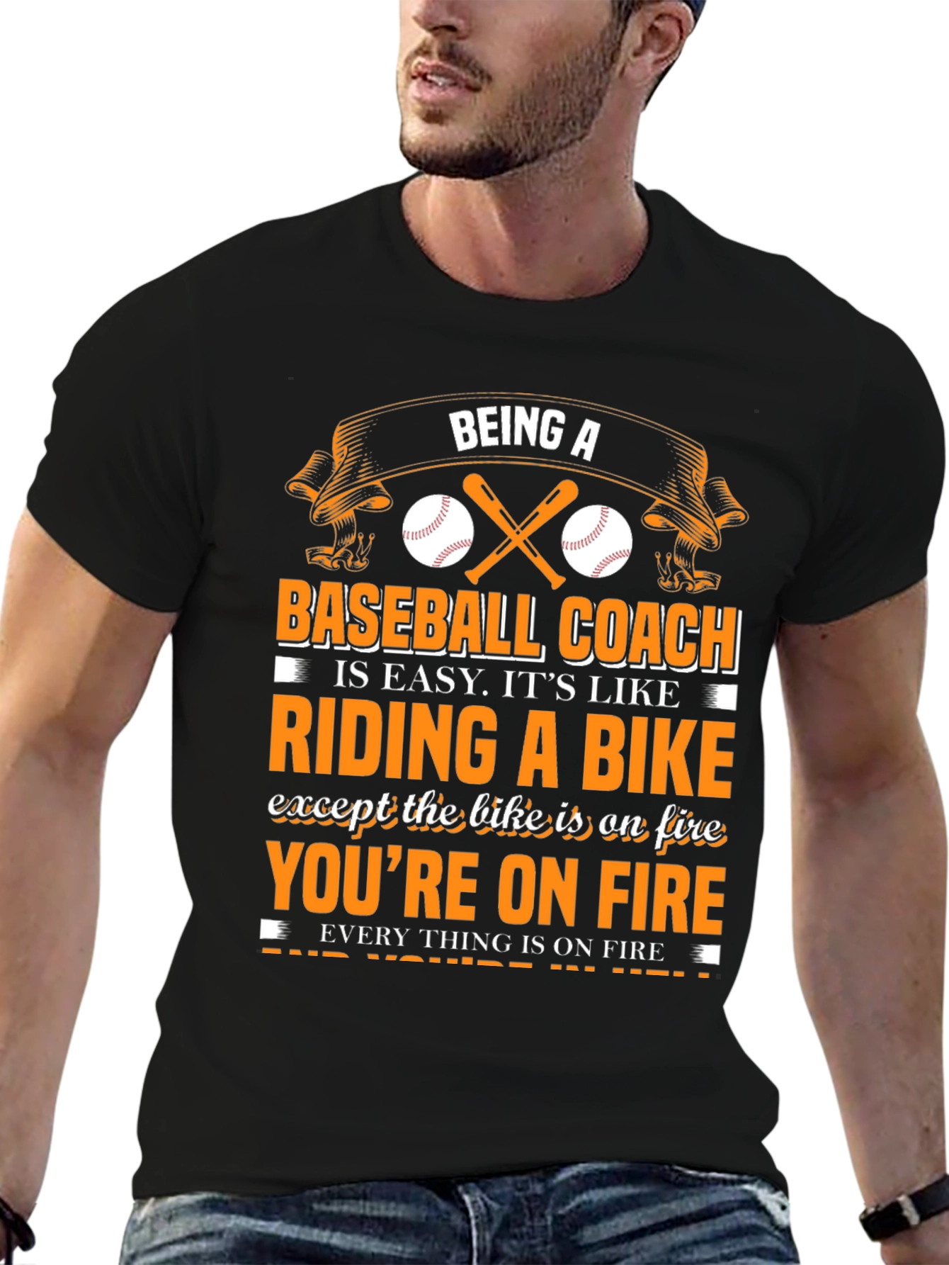Black Being A Baseball Coach T-Shirt view 6