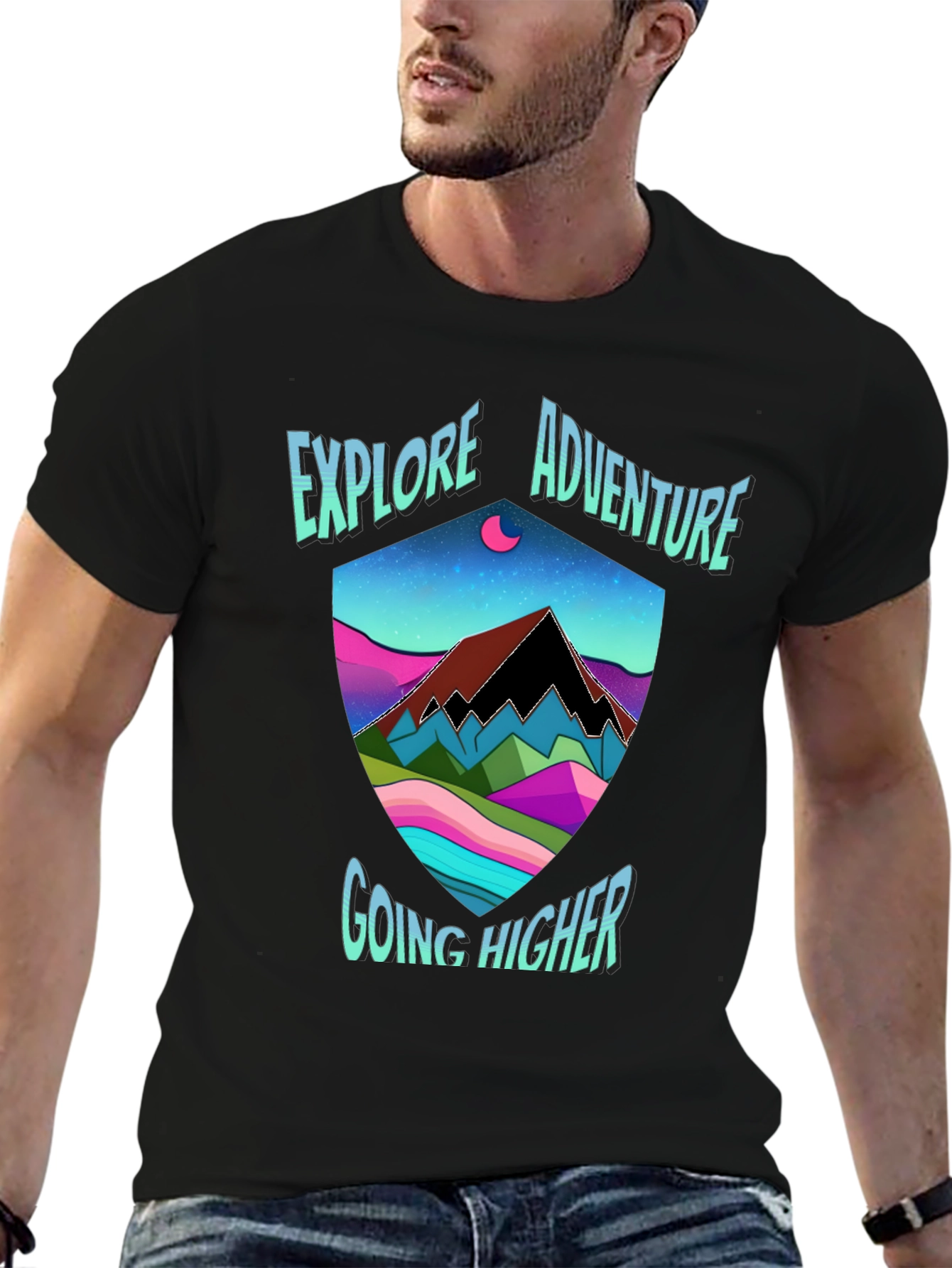 Black Explore Adventure Graphic Tee view 6