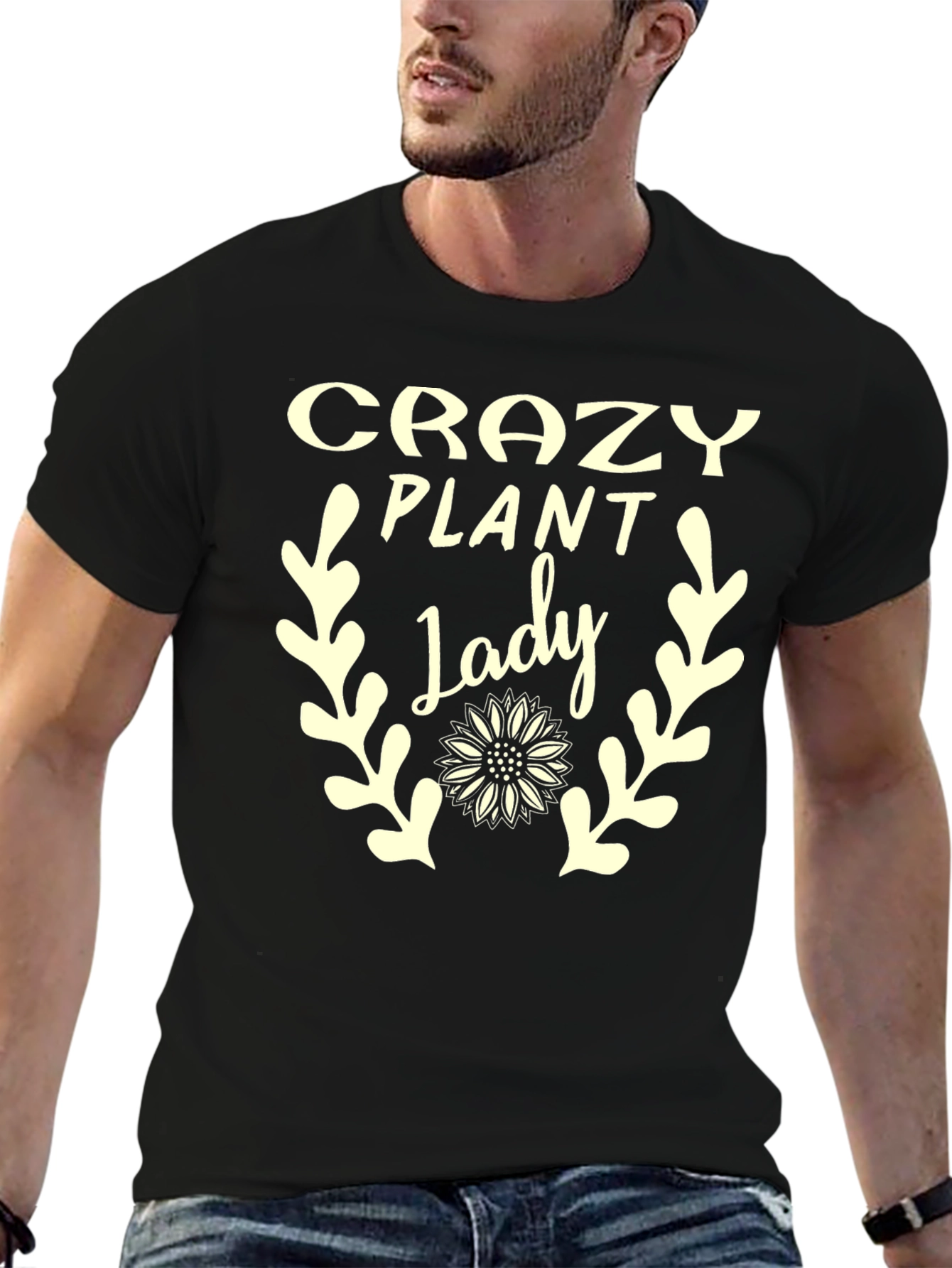 Black Crazy Plant Lady Graphic Tee - Unisex view 6