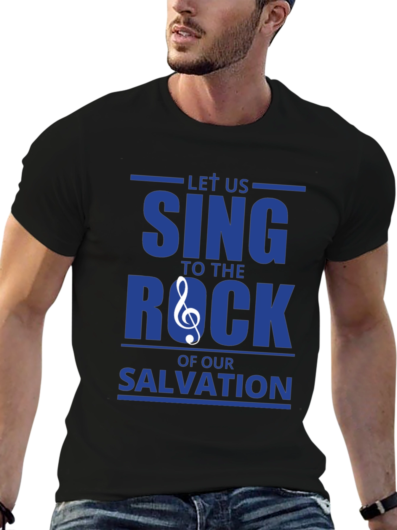 Black Let Us Sing To The Rock T-Shirt view 6