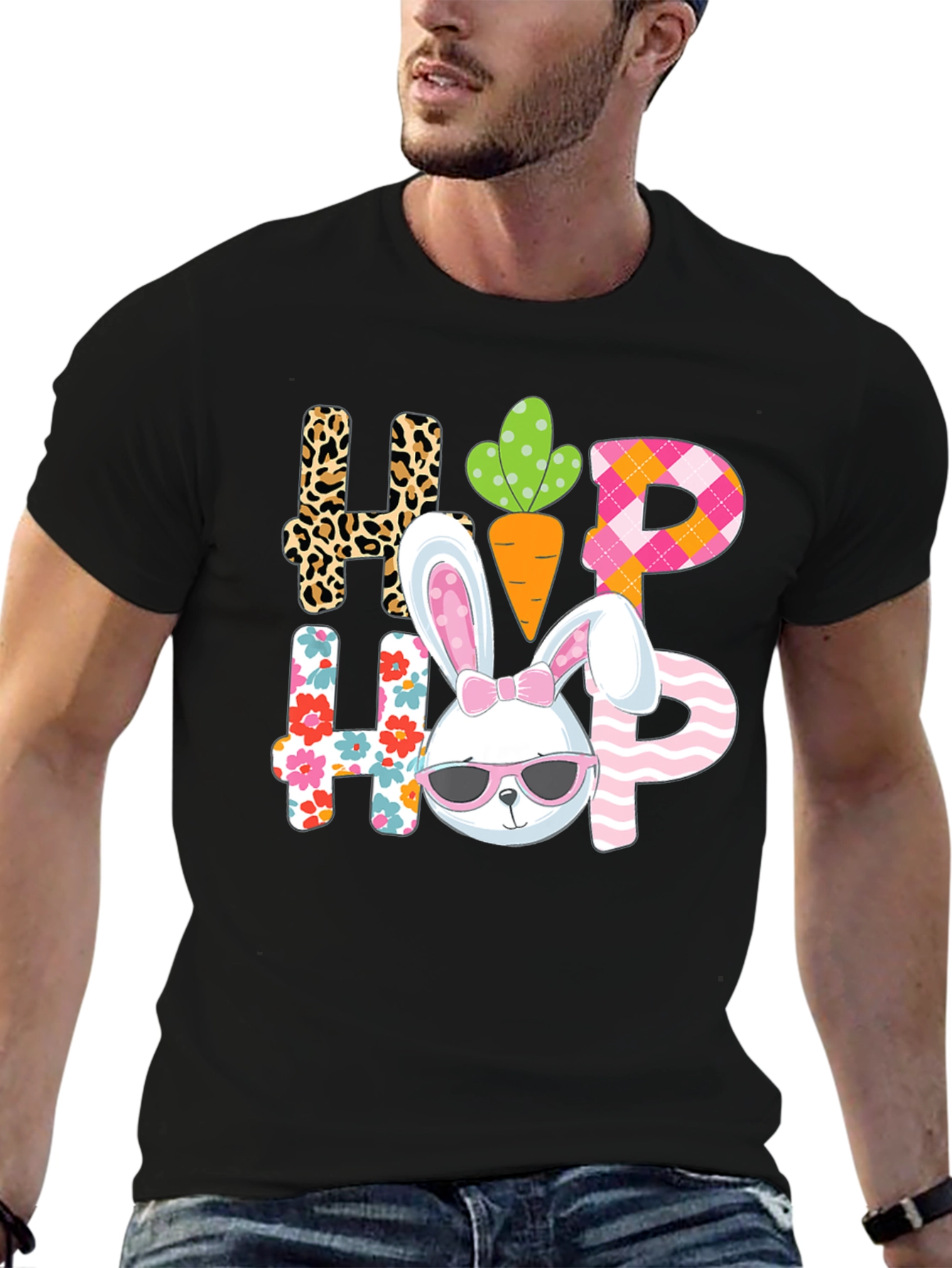 Black Hop Hip Easter Bunny T-Shirt view 6