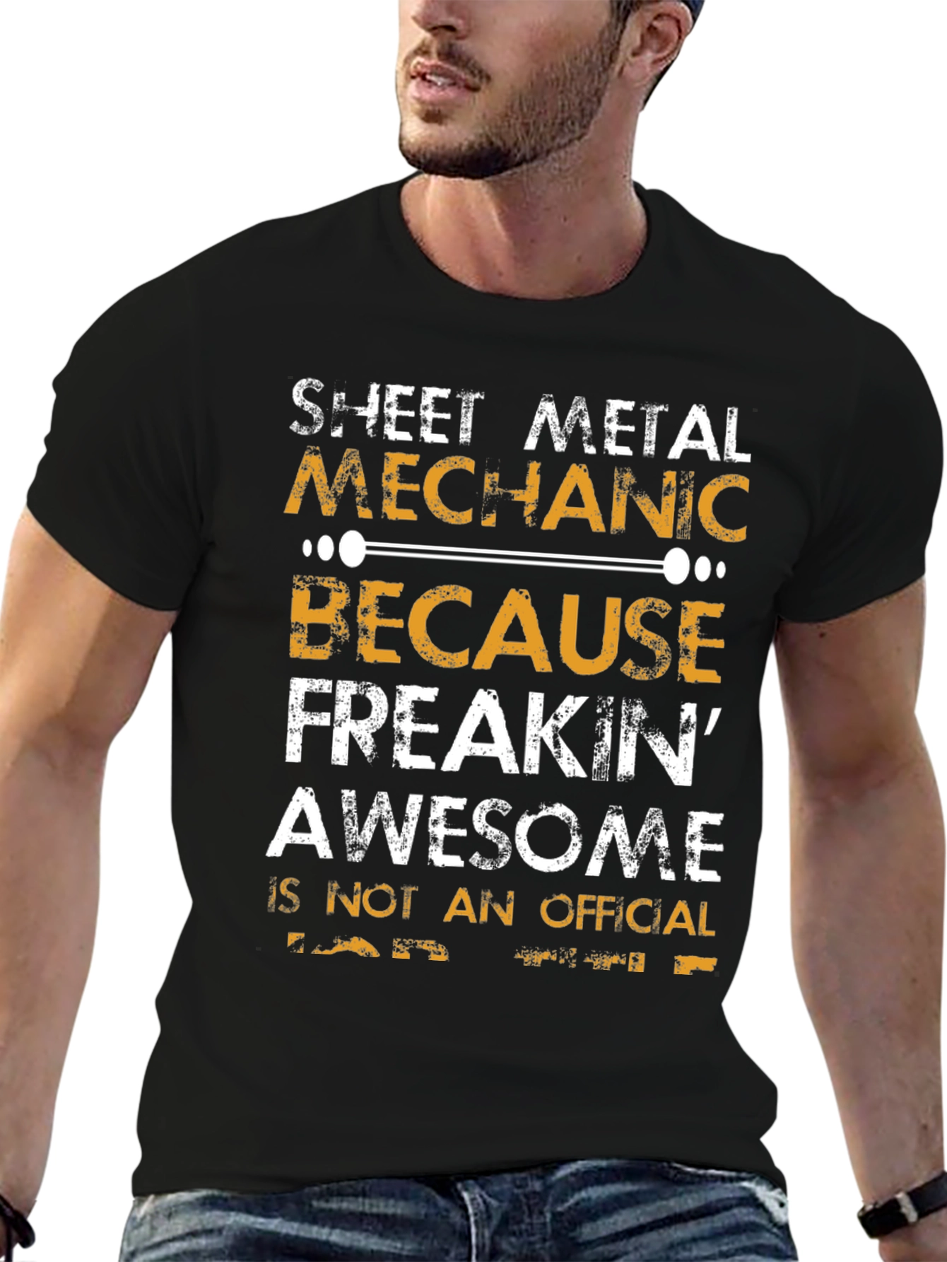 Black Sheet Metal Mechanic T-Shirt - Freakin' Awesome! view 6