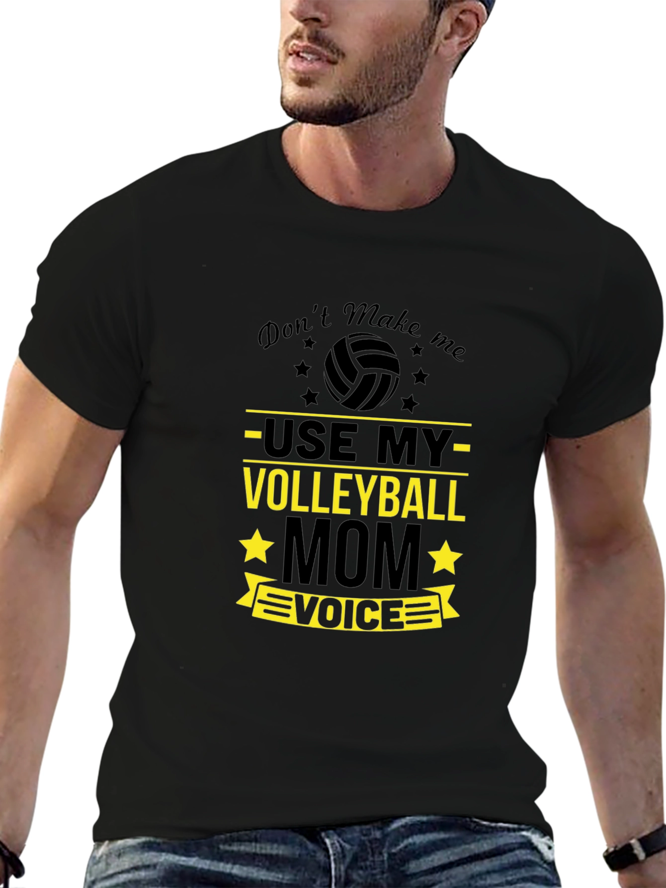 Black Volleyball Mom Voice T-Shirt - Fun Sports Tee view 6