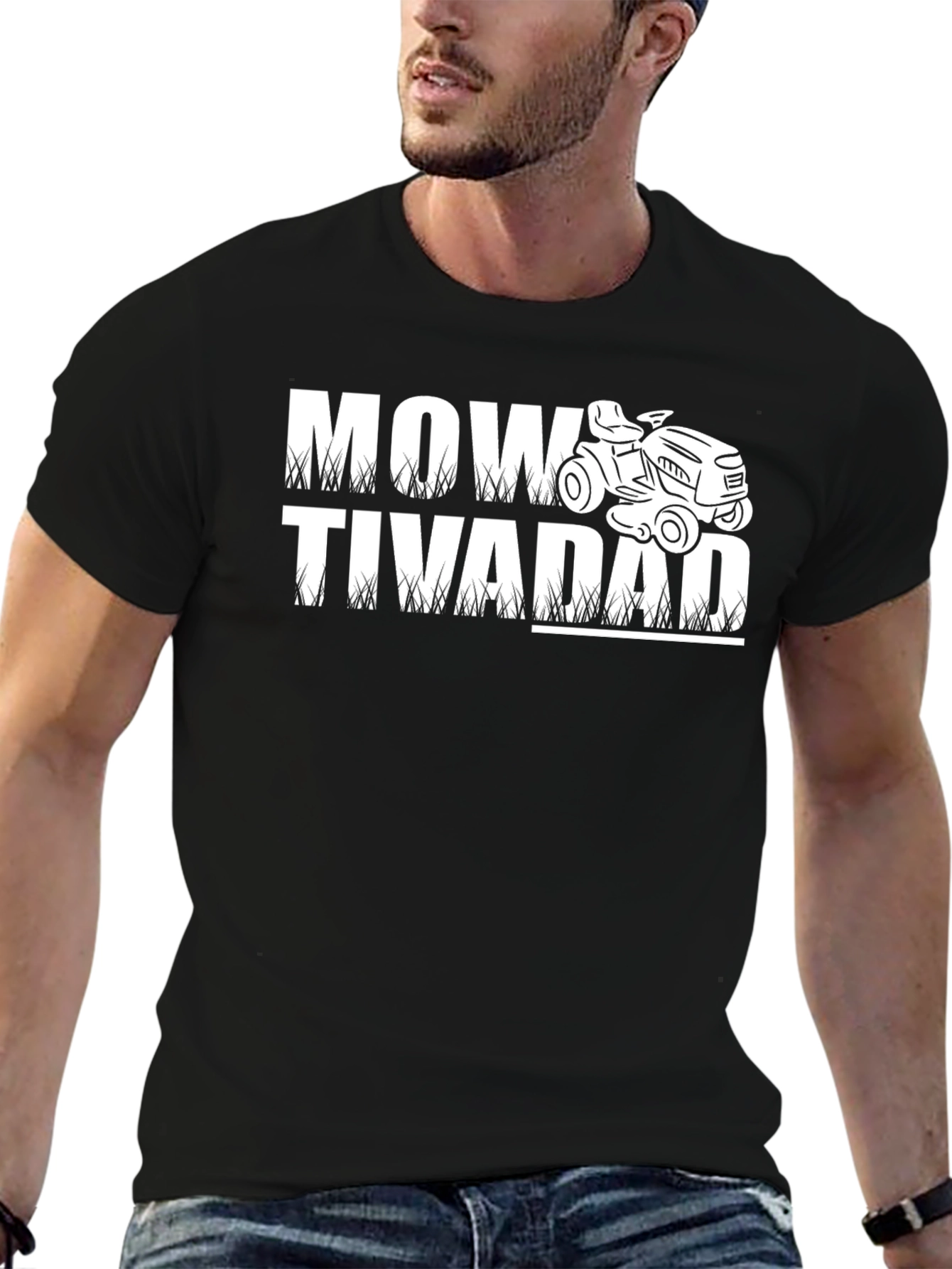 Black Mowtivated Lawn Care T-Shirt - Funny Lawn Mowing Gift view 6