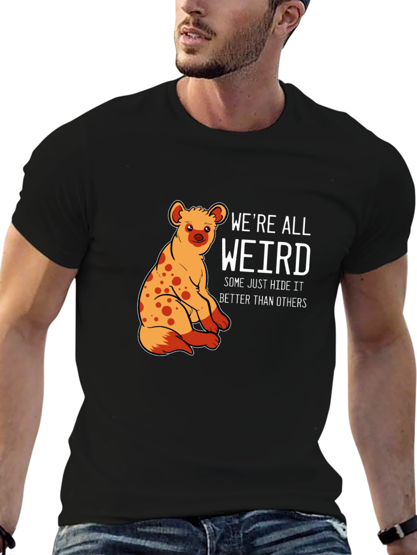 Black We're All Weird Hyena Graphic Tee view 6