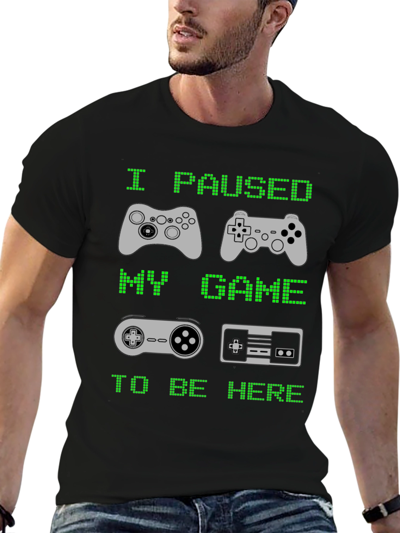 Black I Paused My Game to Be Here T-Shirt view 6