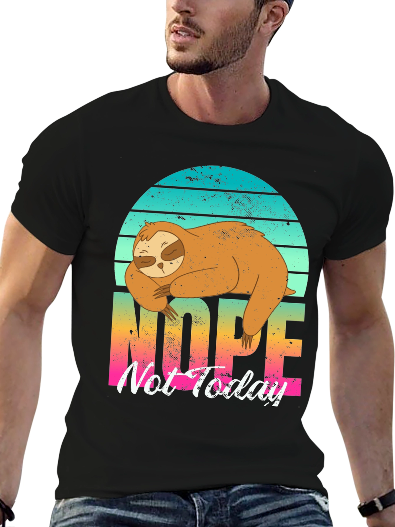 Black Nope Sloth Graphic Tee - Lazy Day Comfort view 6