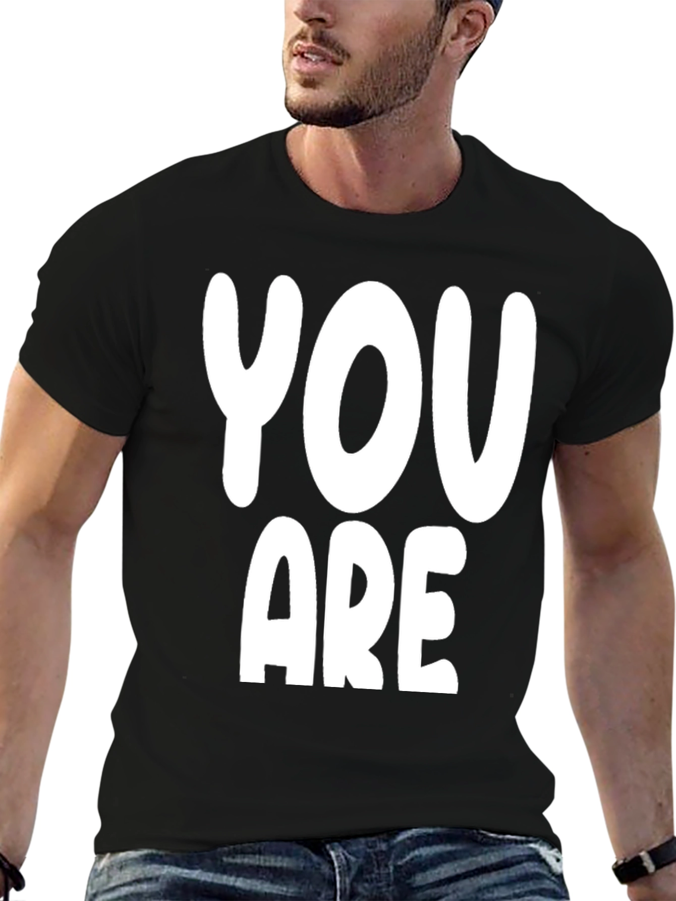 Black You Are Graphic Print T-Shirt view 6