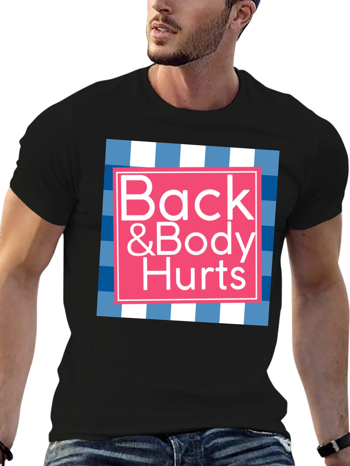 Black Back & Body Hurts Graphic T-Shirt - Novelty Tee view 6
