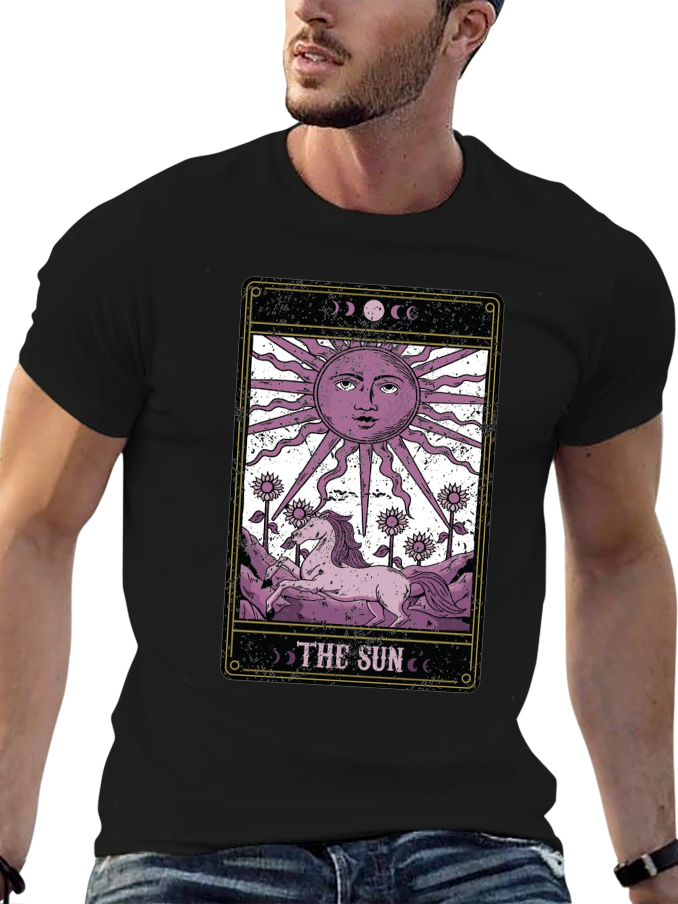 Black The Sun Tarot Card T-Shirt - Mystical Graphic Tee view 6