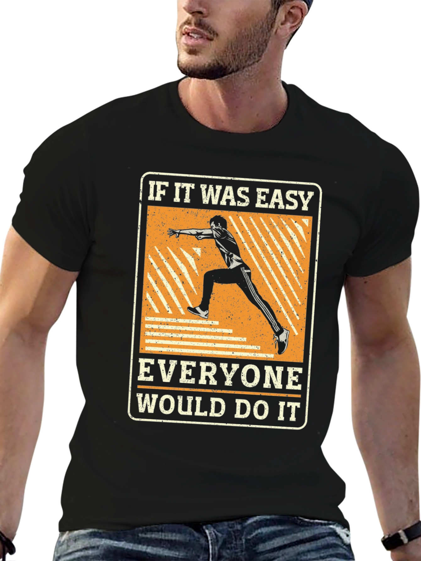 Black Motivational Runner T-Shirt - If It Was Easy view 6