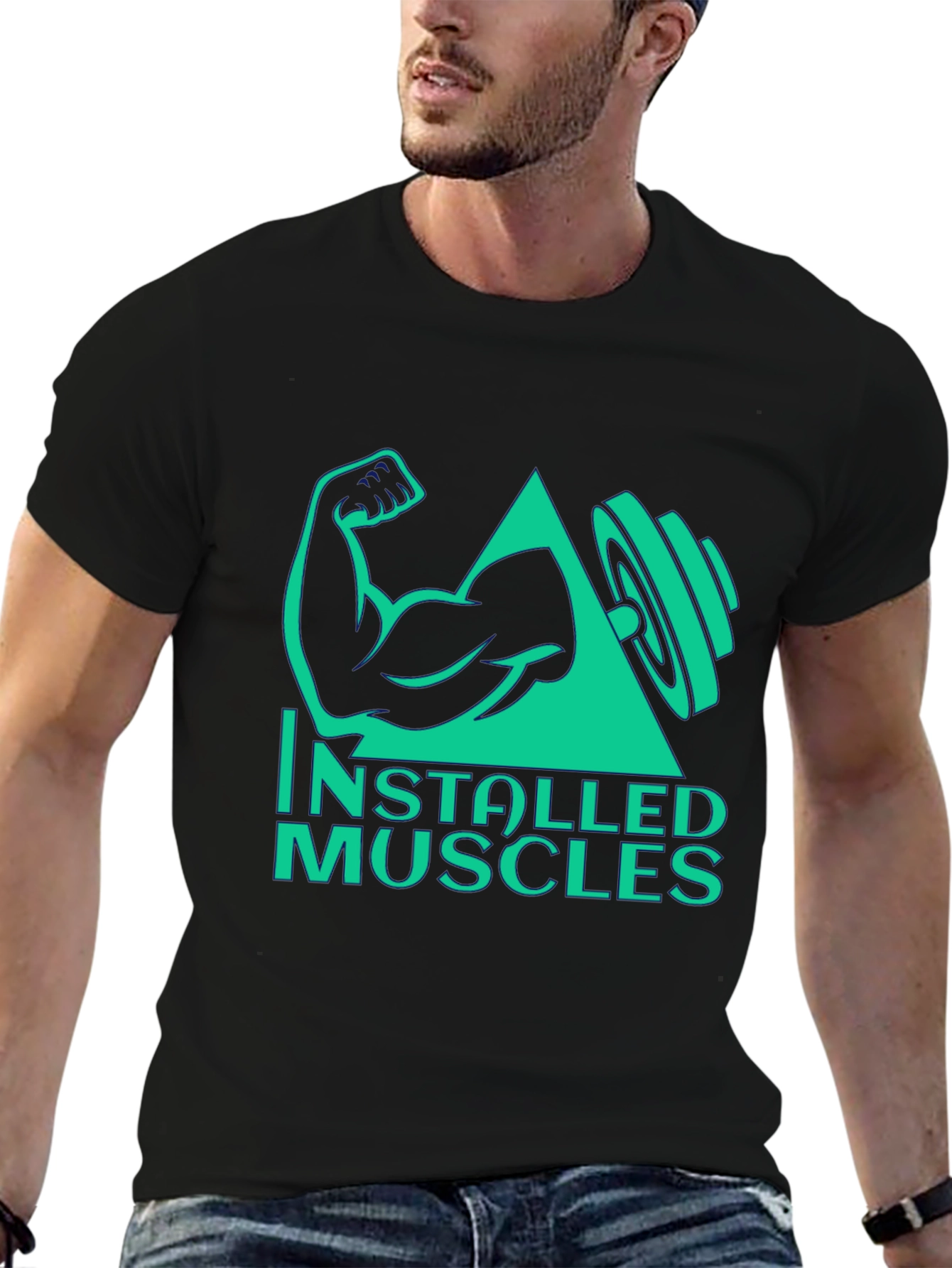 Black Installed Muscles Black Graphic Tee view 6