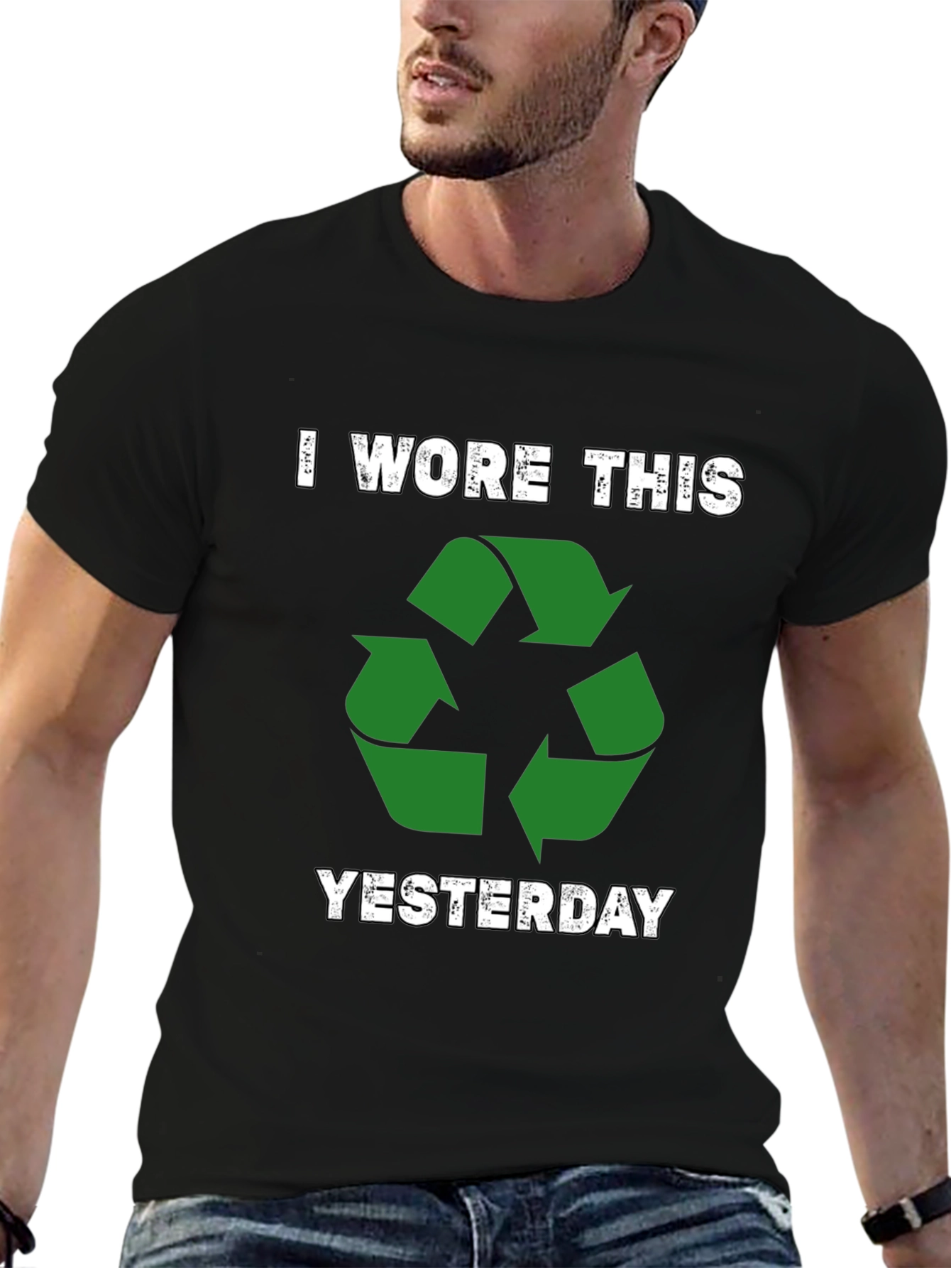 Black Recycle T-Shirt - I Wore This Yesterday - Eco-Friendly view 6