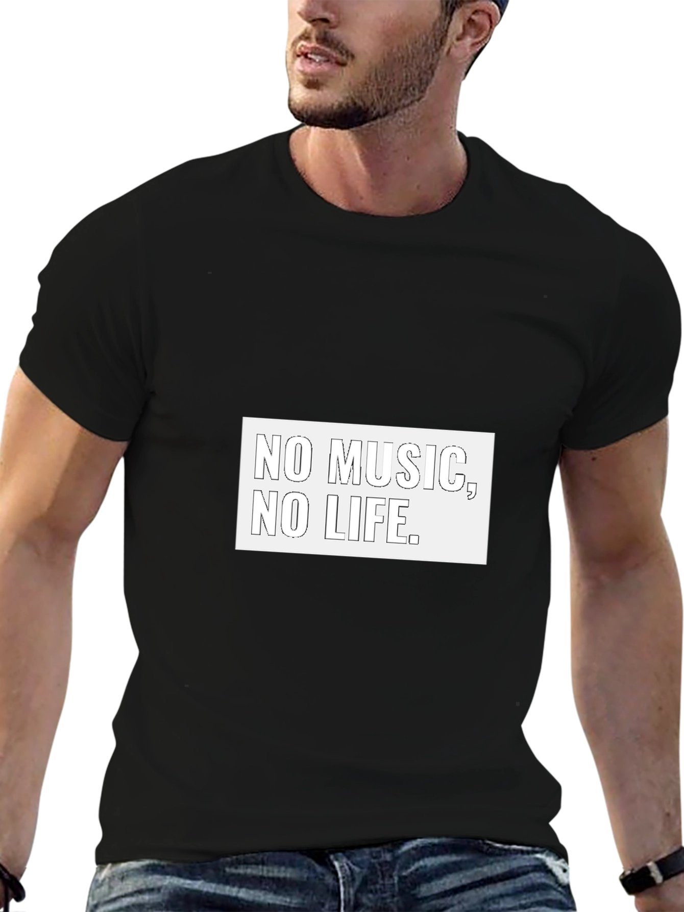 Black No Music No Life Black Graphic Tee view 6