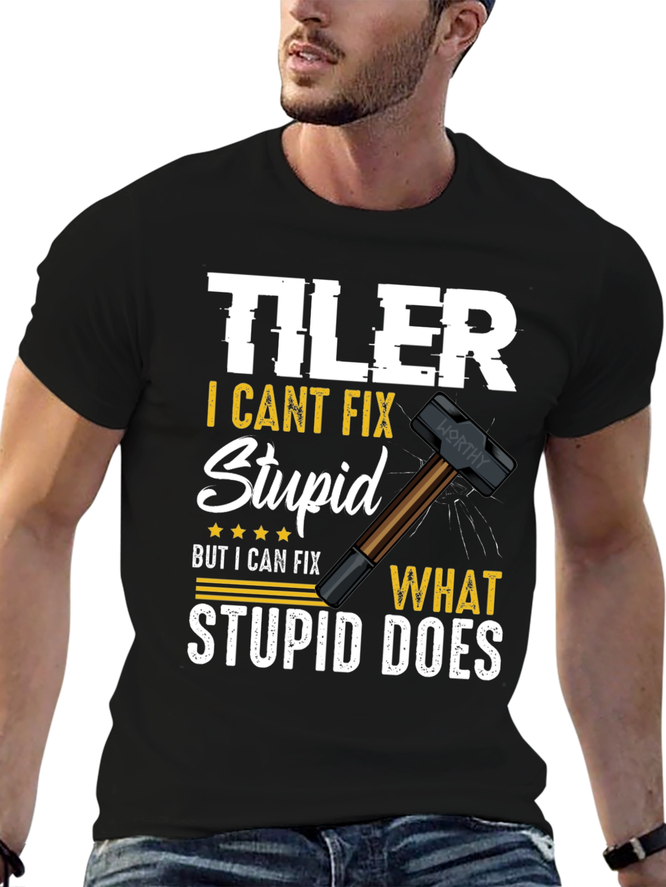 Black Tiler - I Can't Fix Stupid T-Shirt view 6