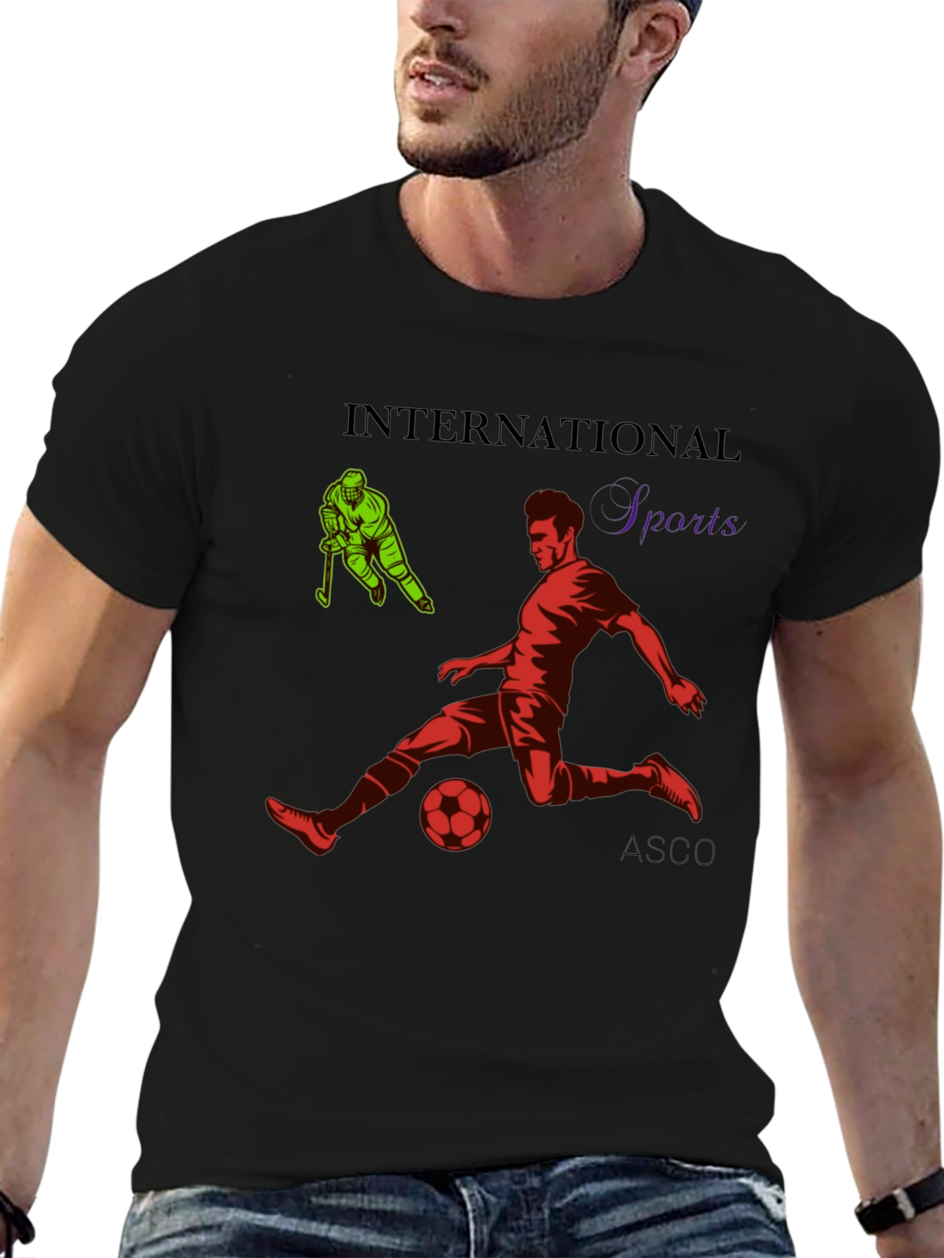 Black International Sports Graphic T-Shirt view 6