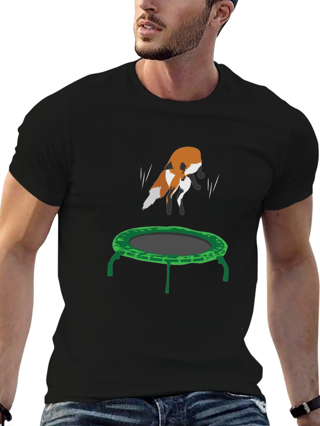 Black Fox Trampoline Graphic Tee - Fun Animal Design! view 6