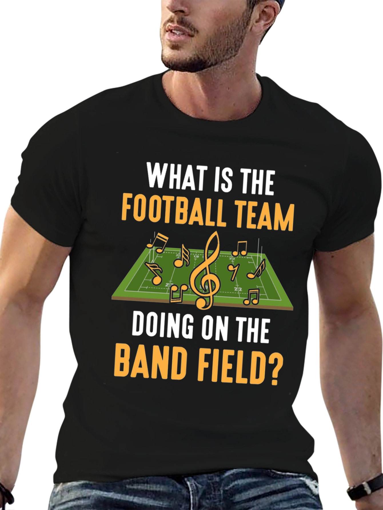Black Football Team Band Field T-Shirt view 6