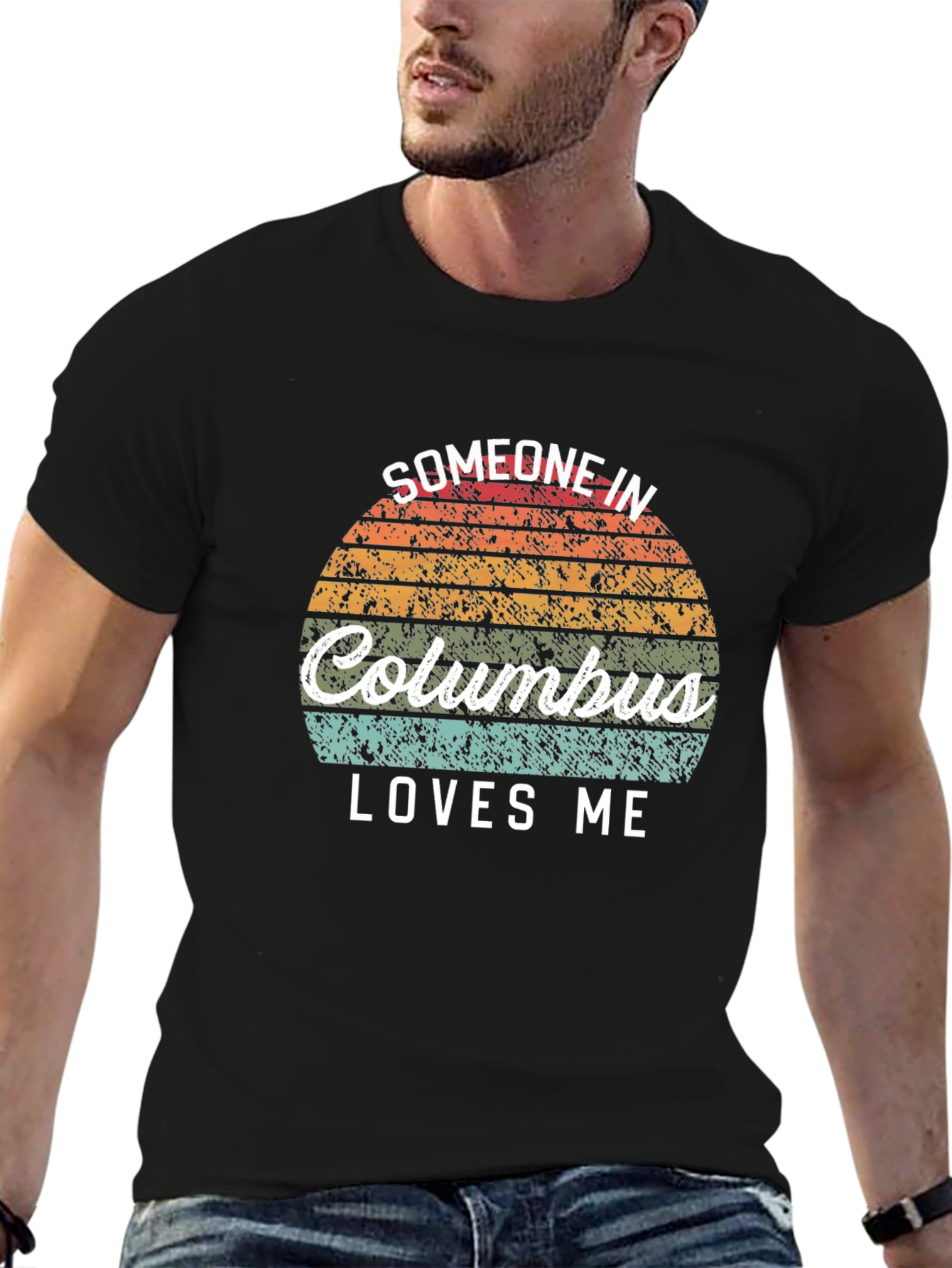 Black Columbus Loves Me Graphic T-Shirt view 6