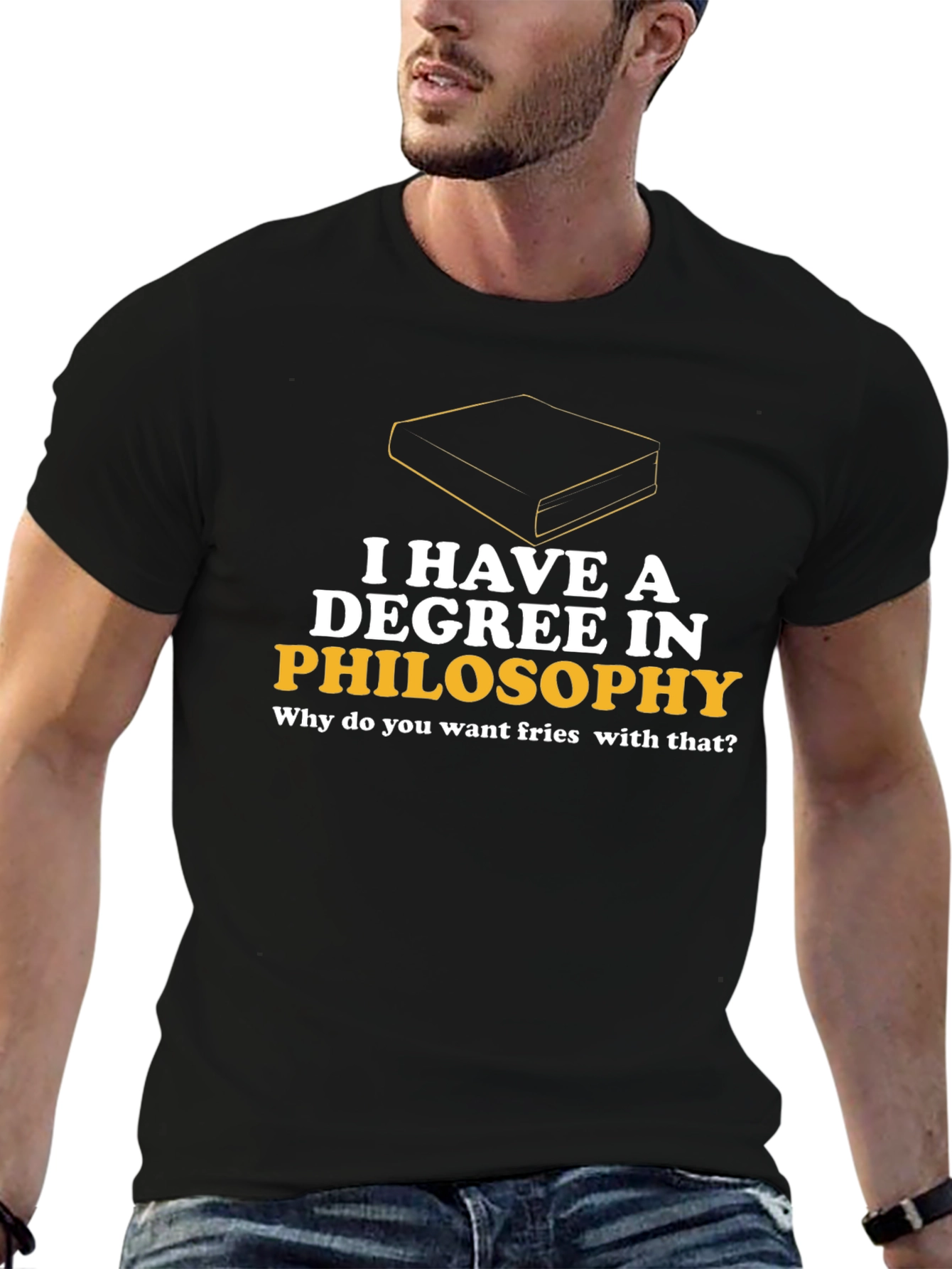 Black Philosophy Degree T-Shirt - Fries with That? view 6