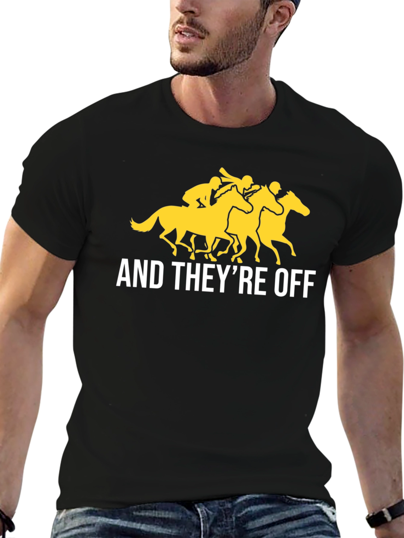 Black And They're Off T-Shirt - Horse Racing Tee view 6