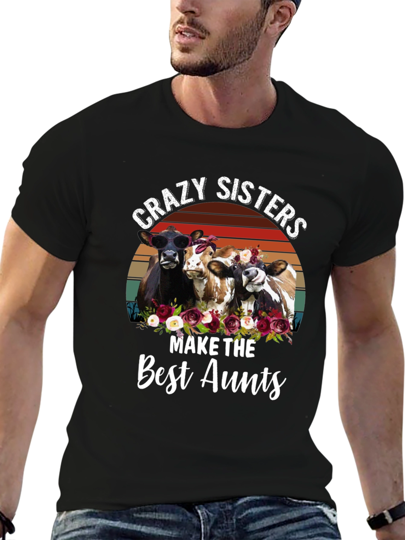 Black Crazy Sisters Best Aunts T-Shirt view 6